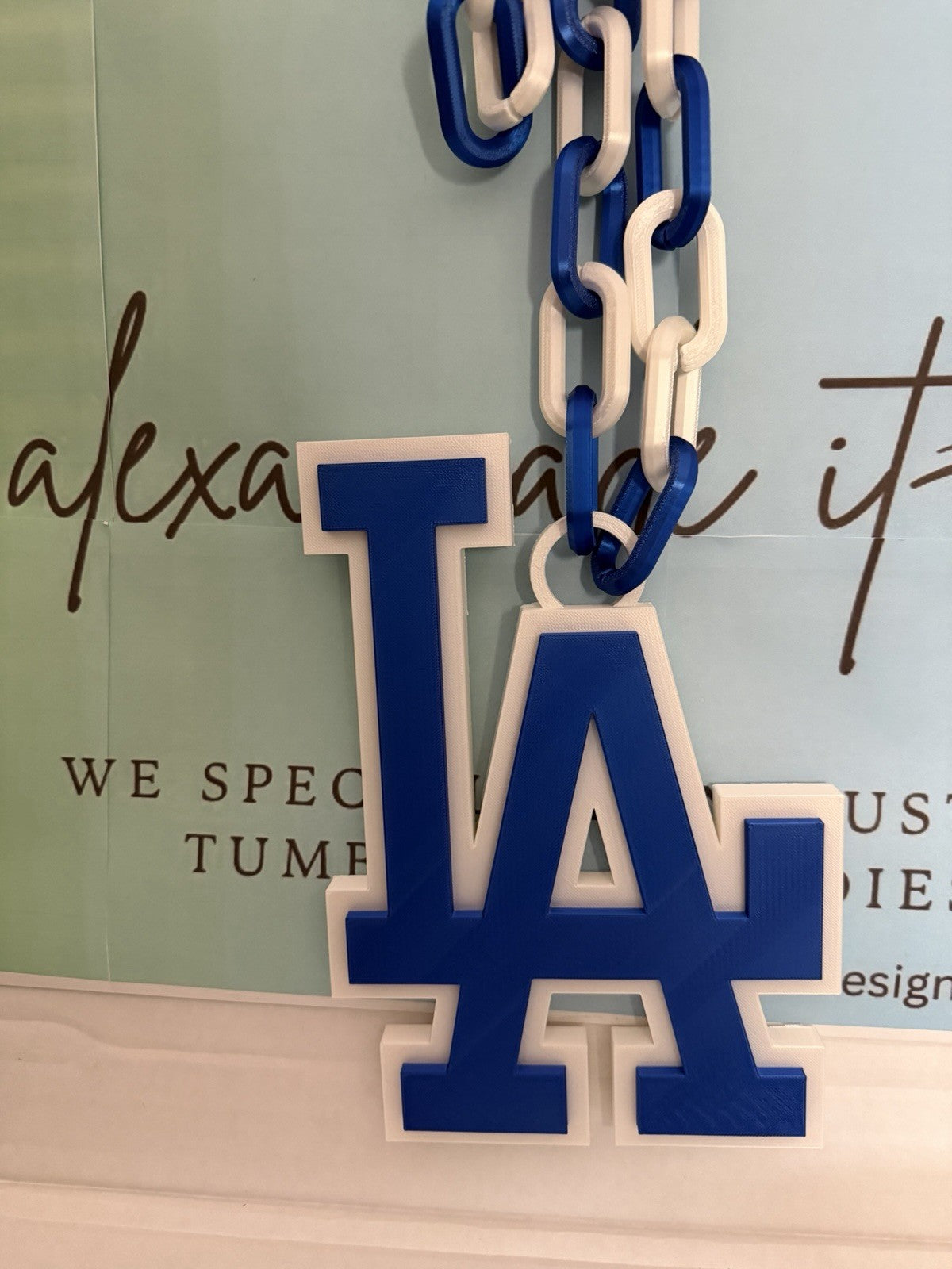 LA Dodgers XL Chromatic Metallic look Hype Chain  3D Printed 42” Metallic Color