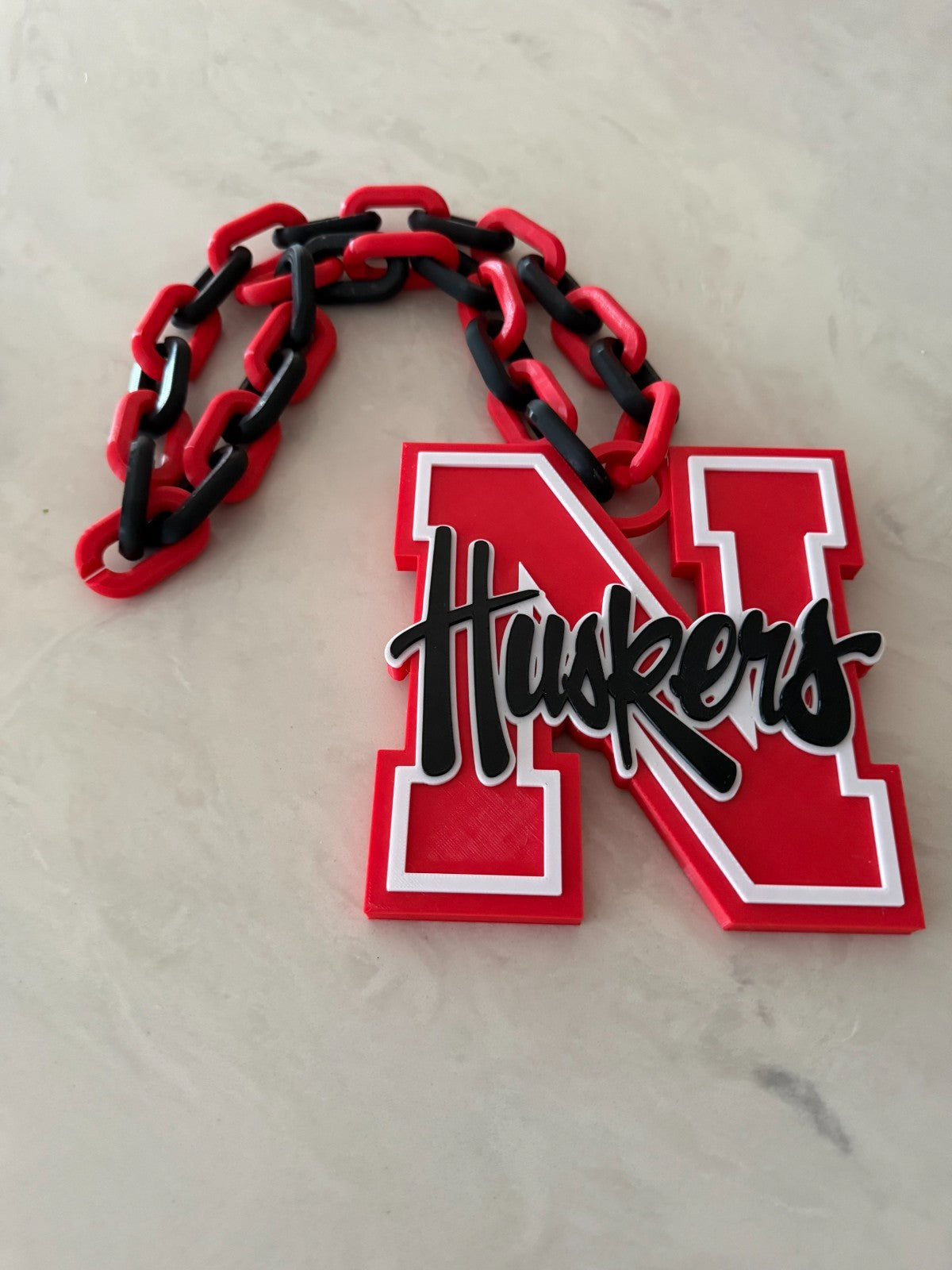 Cornhuskers Logo Oversized Necklace, Pendant Chain "Go Be Great"