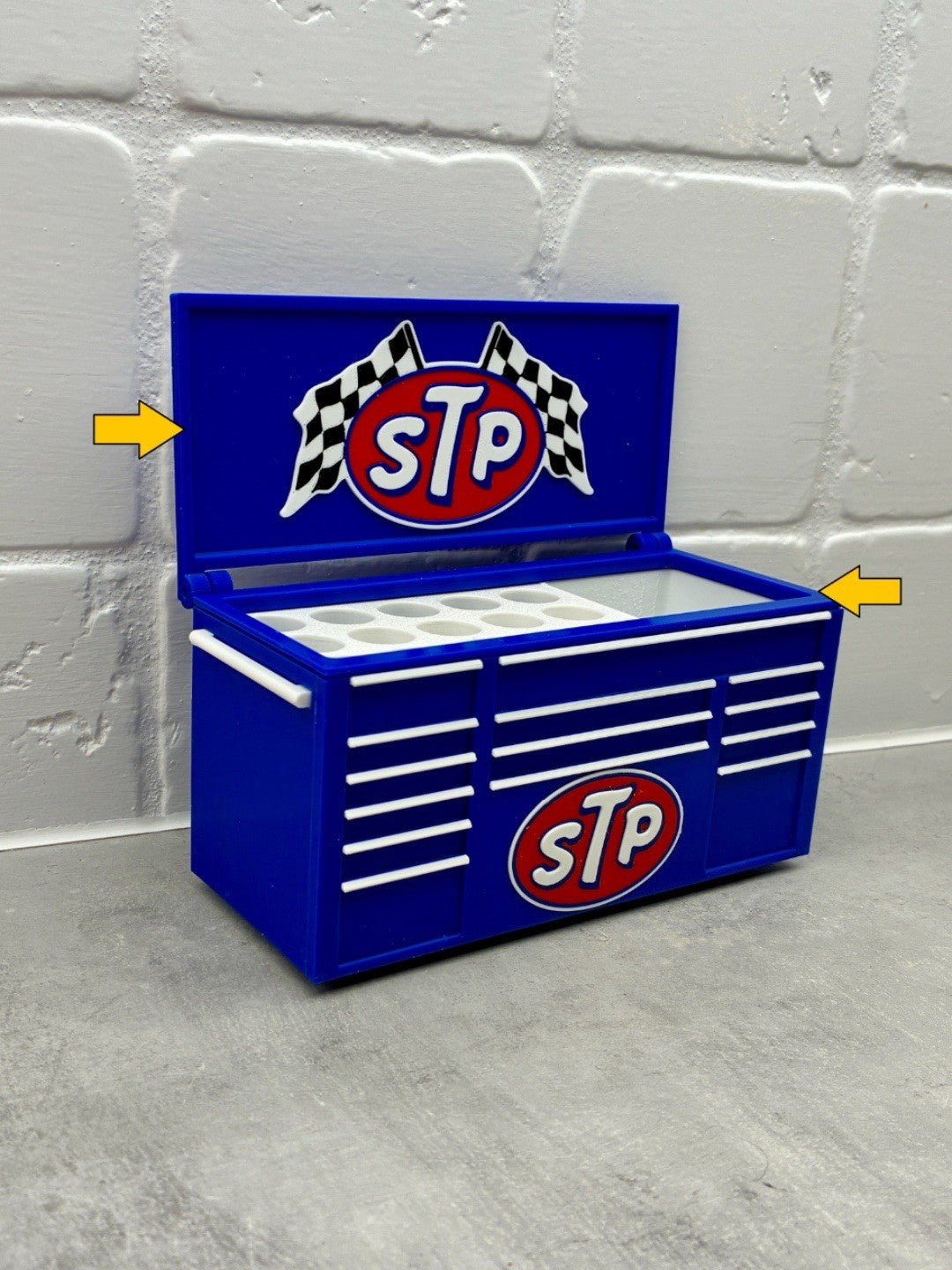 STP Oil Racing Toolbox desk organizer pen