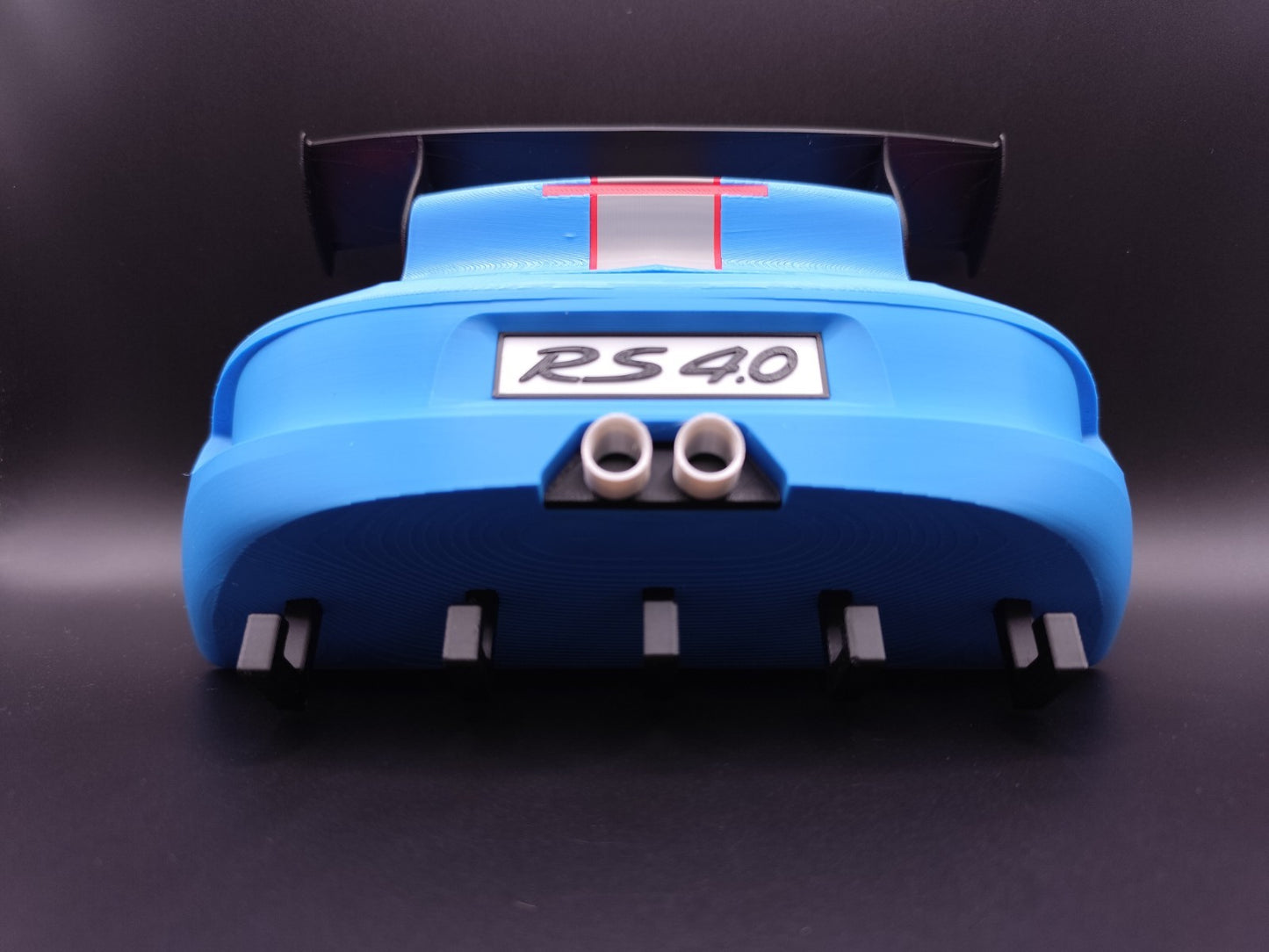 Sports Car Key Holder with Spoiler – Blue Racing Inspired Wall Mount Key Rack –