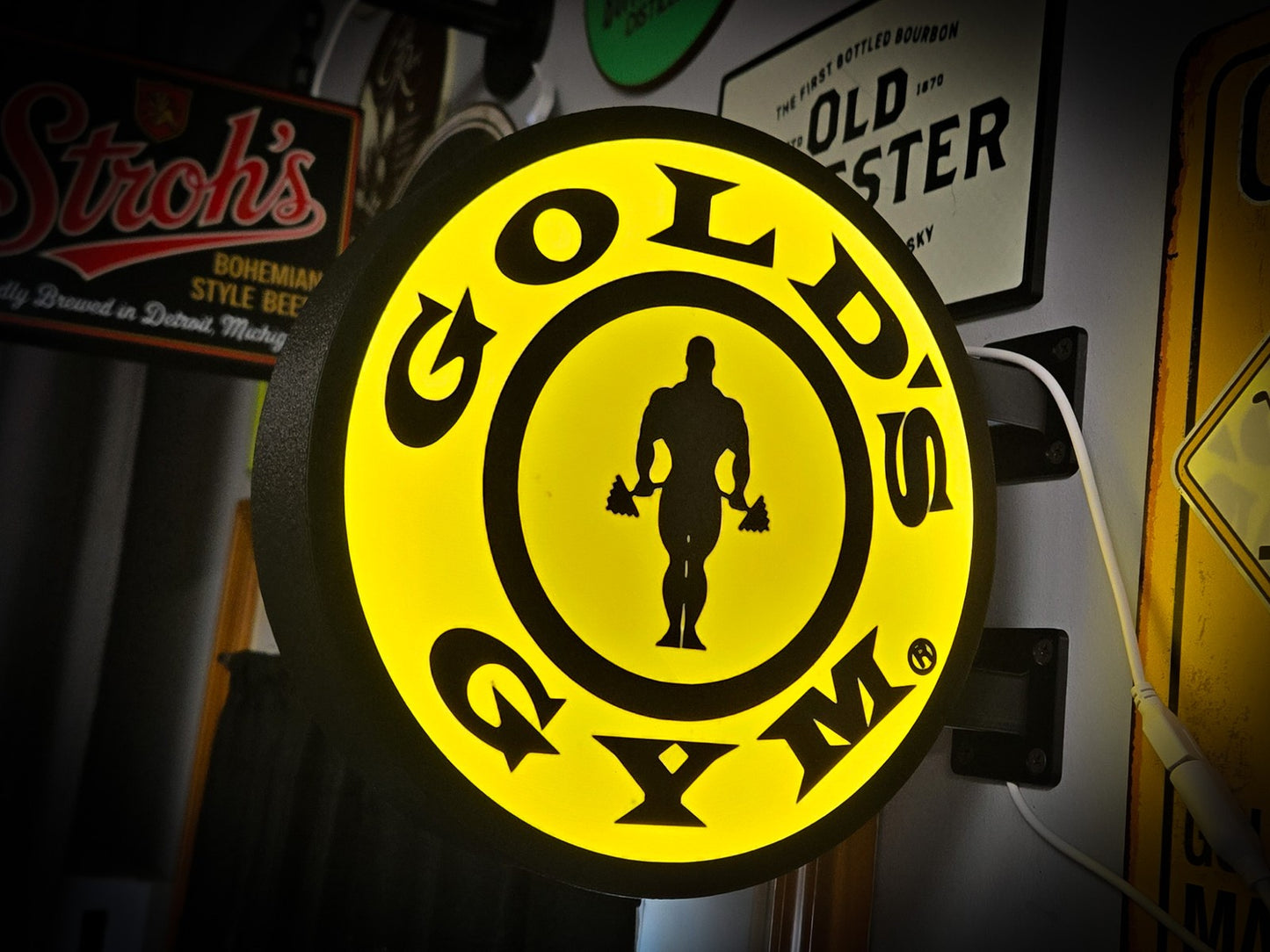 GOLD'S GYM 12 Inch Light Box LED Sign 3D Printed Wall Decor Man Cave Garage