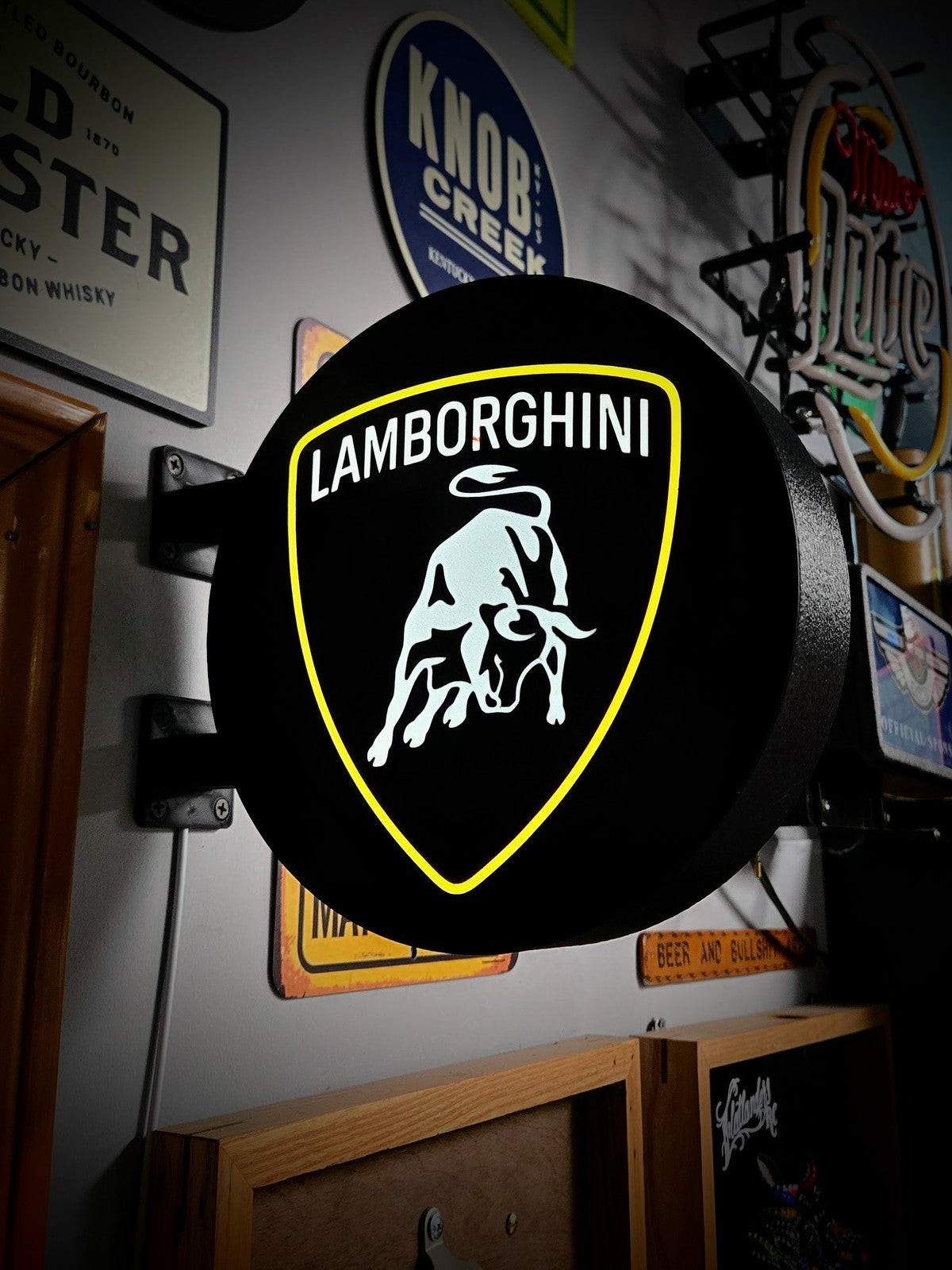 LAMBORGHINI 12 Inch Light Box LED Sign 3D Printed Wall Decor Man Cave Garage