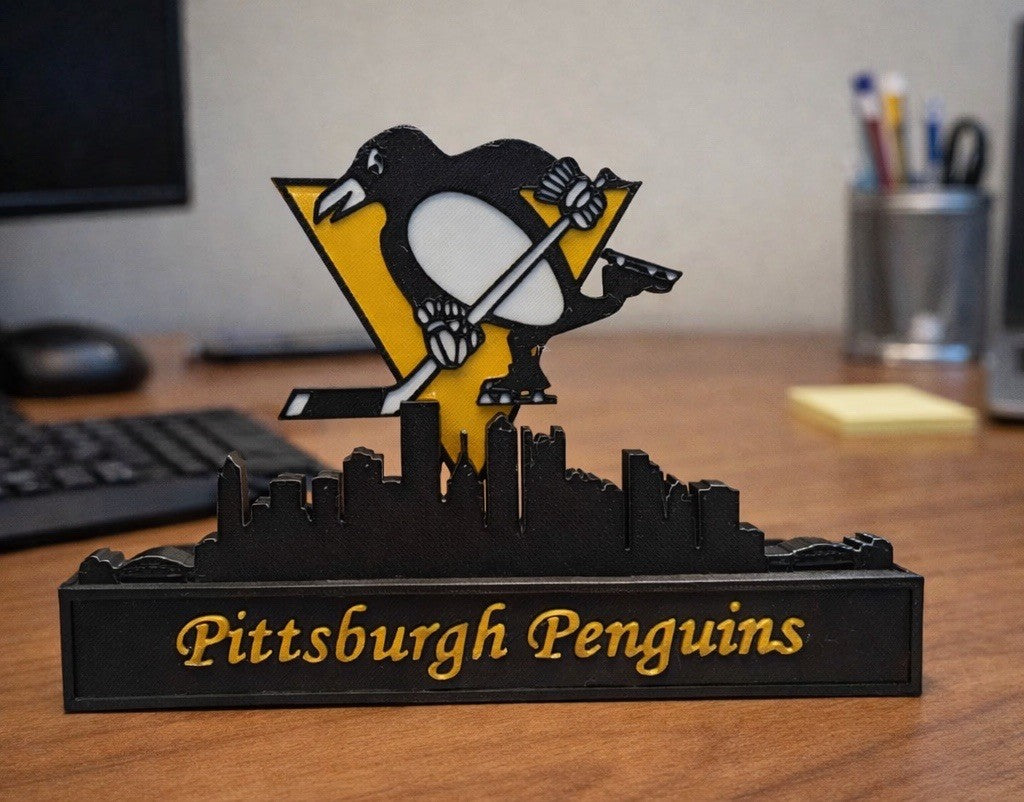 Pittsburgh Penguins Skyline Hockey Office Desk Decor Sign Man Cave Unique Gifts