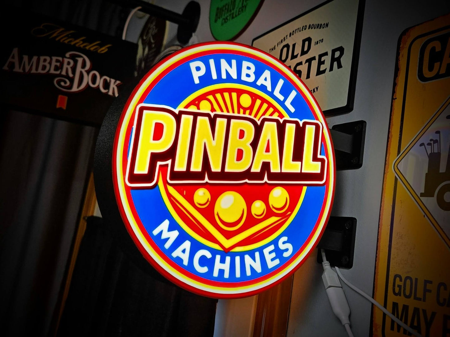 PINBALL MACHINES 12 Inch Light Box LED Sign 3D Printed Wall Decor Man Cave