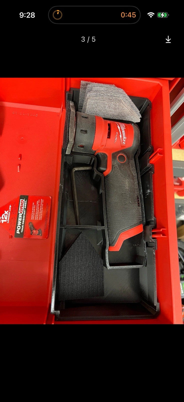 Milwaukee M12 Detail Sander 3 Drawer Insert - Packout Organizer for M12 FDSS