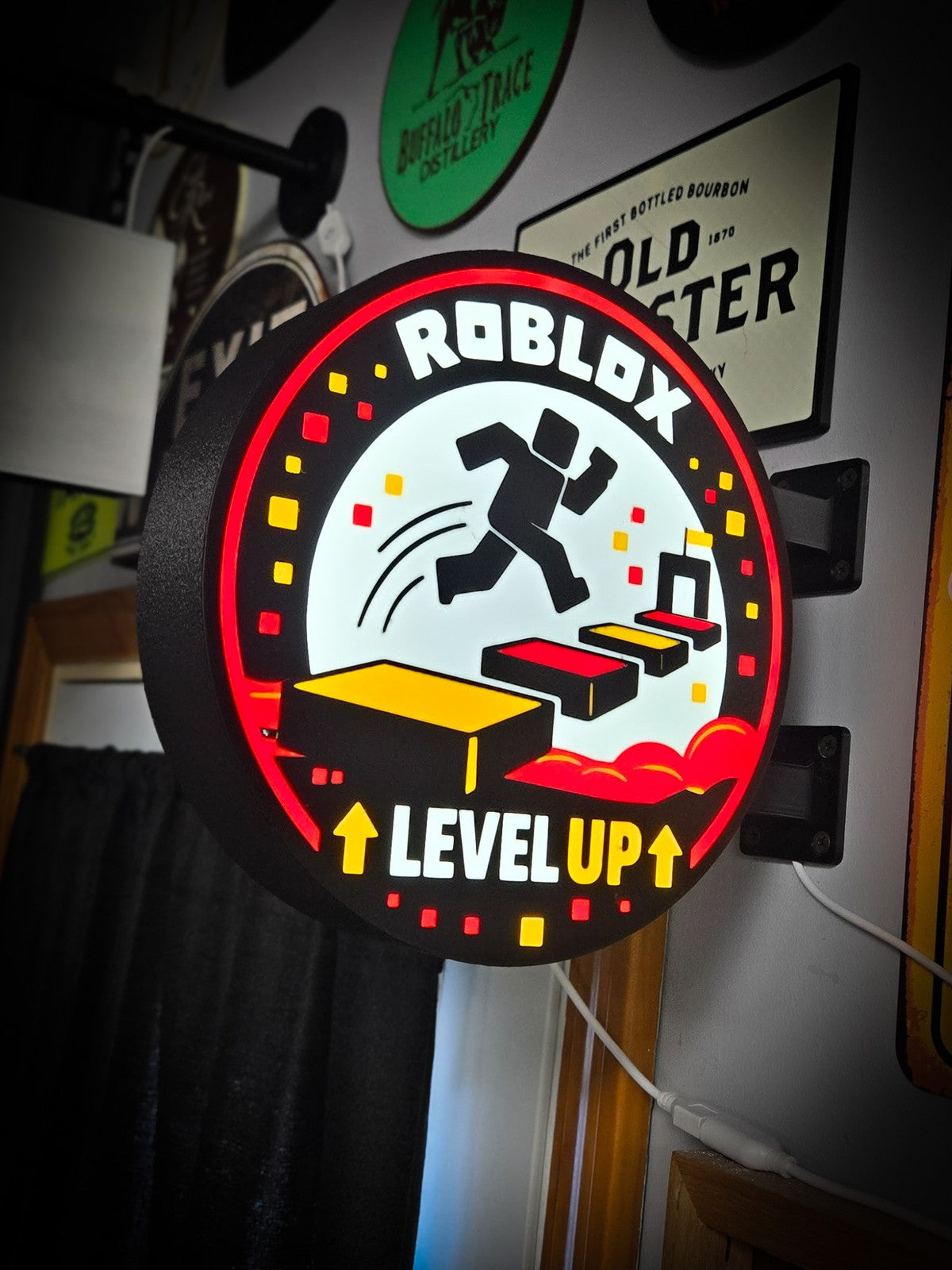 ROBLOX ~ LEVEL UP 12 Inch Light Box LED Sign 3D Printed Wall Decor Man Cave