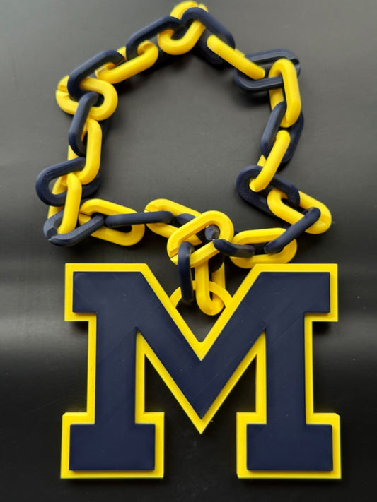 Michigan Wolverines Oversized Necklace Chain "Go Blue" Show Your Team Pride