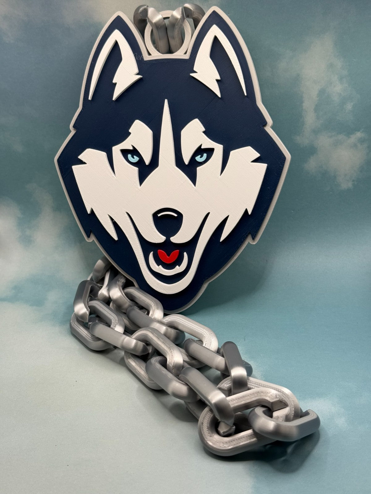 UConn Huskies Logo Oversized Necklace Pendant Turnover Chain Handmade 3D Printed