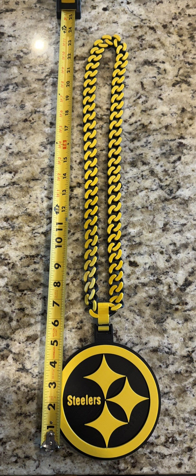 Pittsburgh Steelers 3D Printed Sports Chain, Cuban links. Black and yellow.