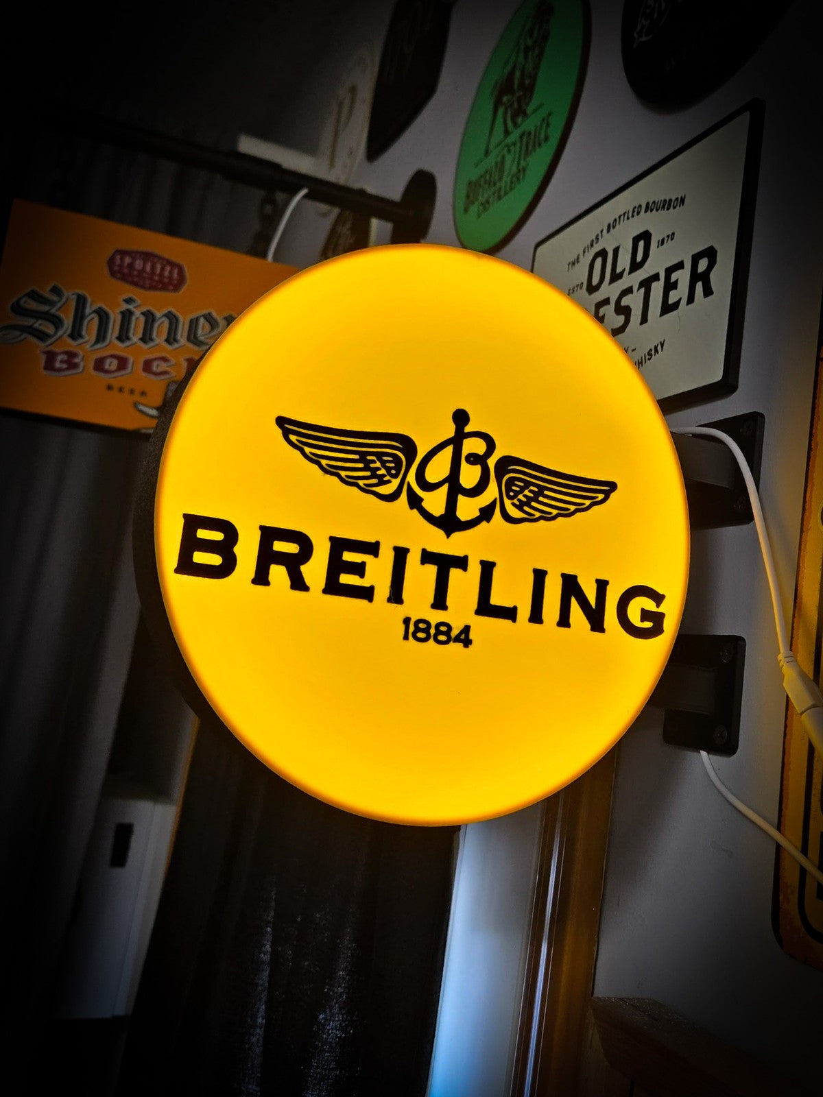 BREITLING 12 Inch Light Box LED Sign 3D Printed Wall Decor Man Cave Garage