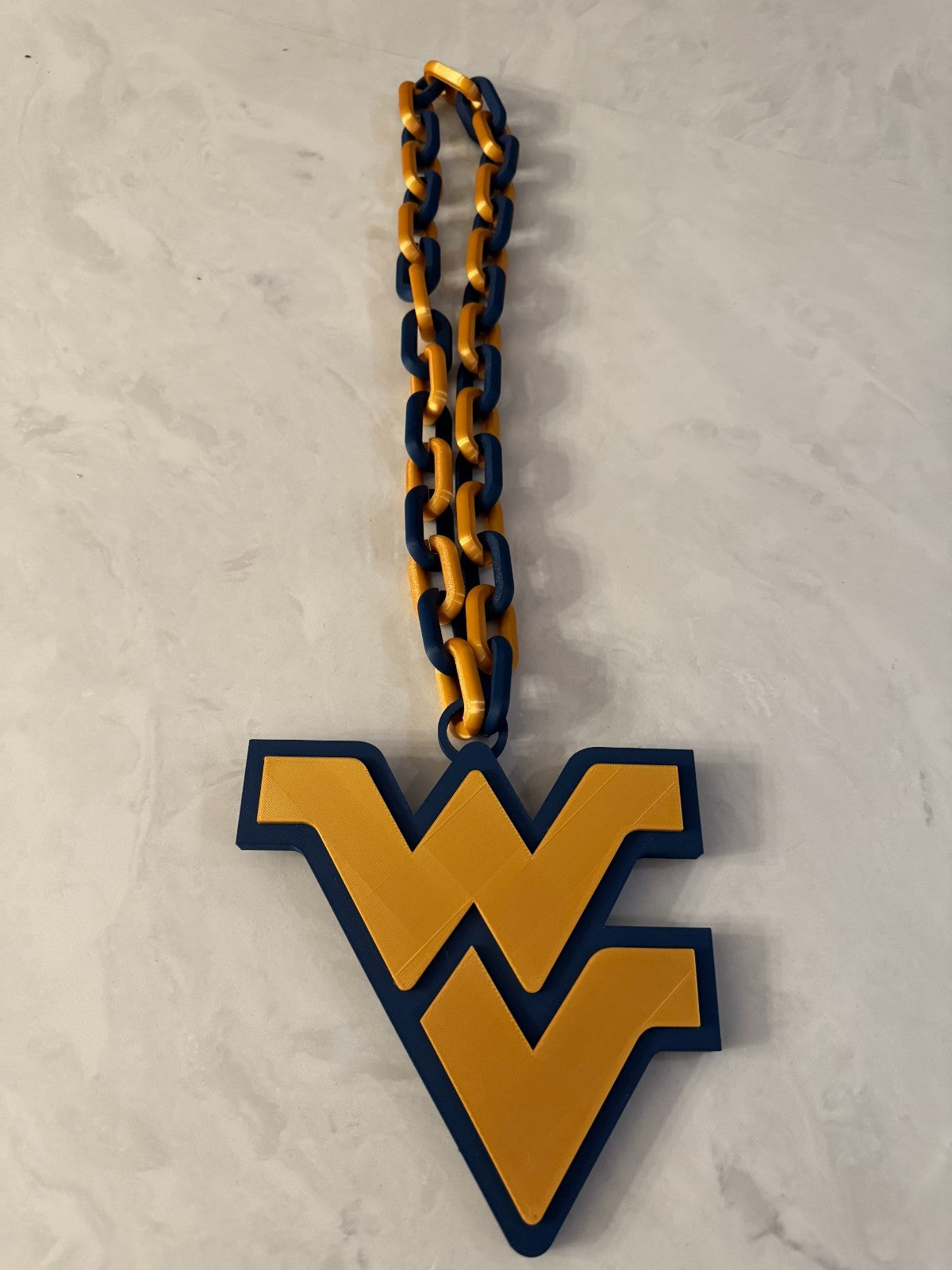 WVU West Virginia Mountaineers Hype Necklace & Oversized Fan Chain