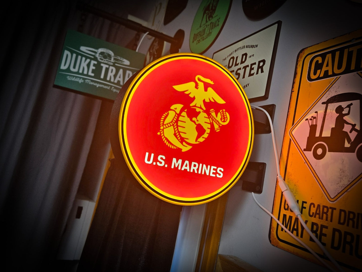 U.S. MARINES 12 Inch Light Box LED Sign 3D Printed Wall Decor Man Cave Garage