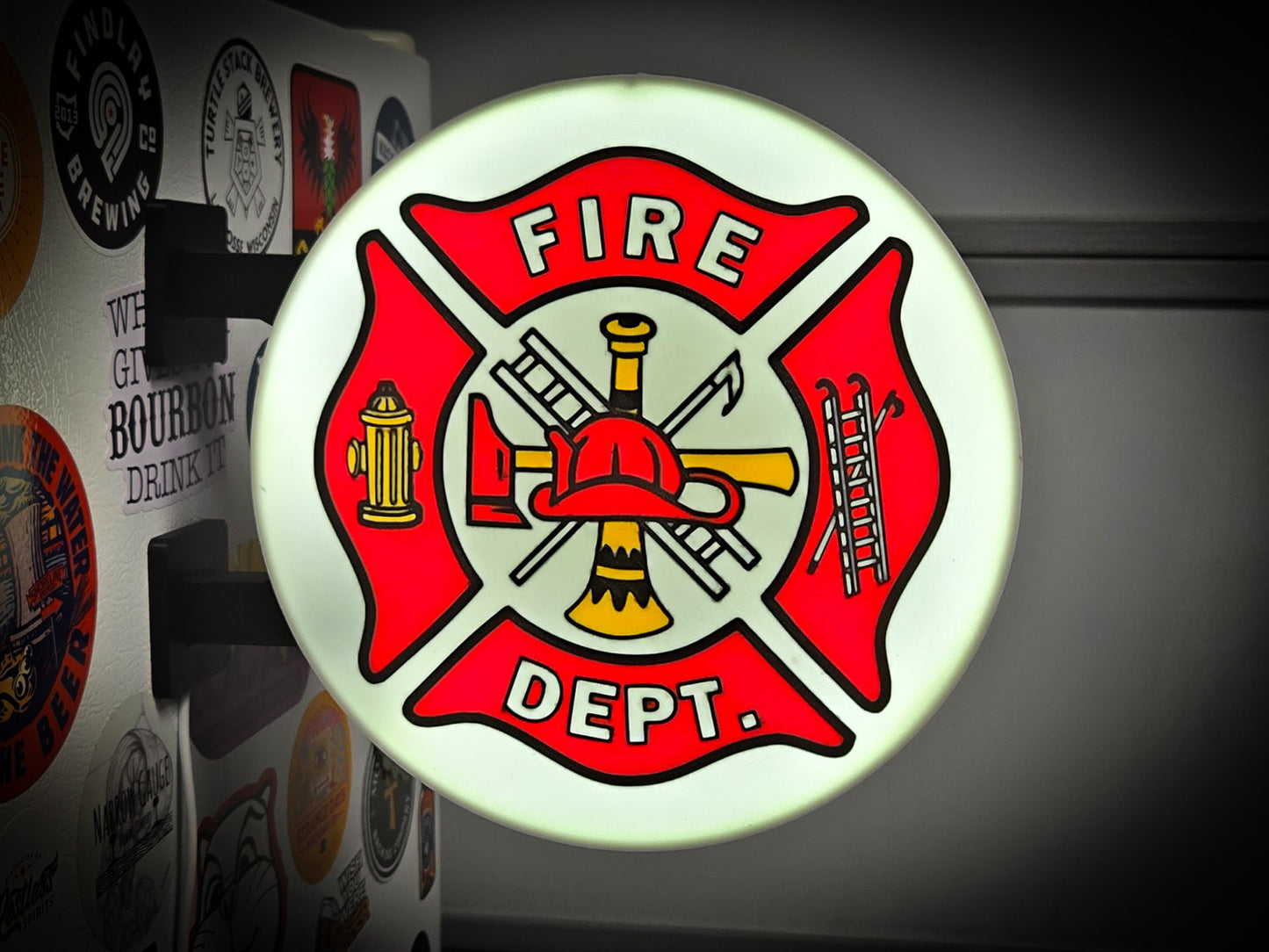 FIRE DEPARTMENT 12 Inch Light Box LED Sign 3D Printed Wall Decor Man Cave Garage