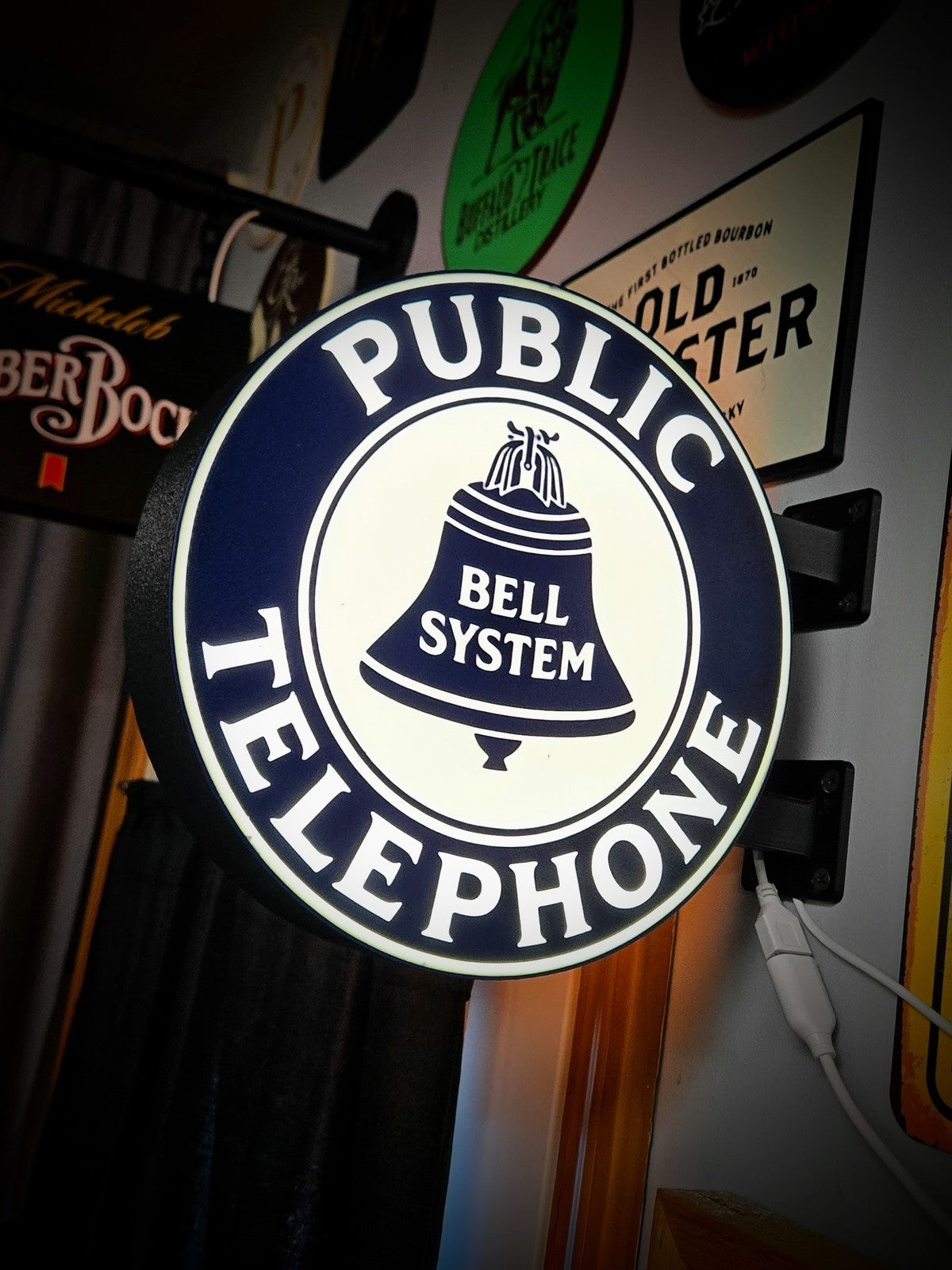 BELL SYSTEM TELEPHONE 12 Inch Light Box LED Sign 3D Printed Wall Decor Man Cave