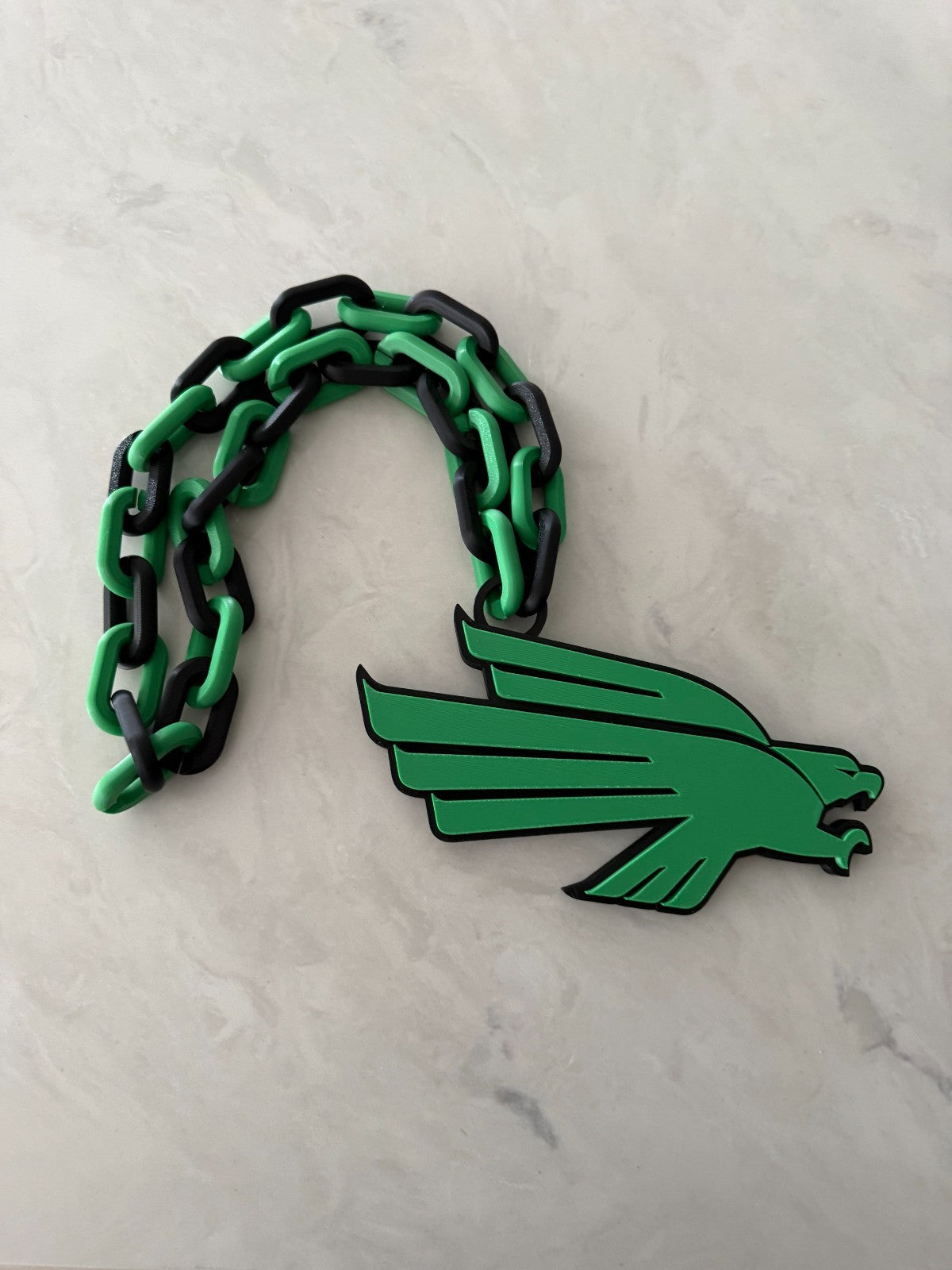 North Texas Mean Green Oversized Necklace Turnover Chain Handmade 3D Printed