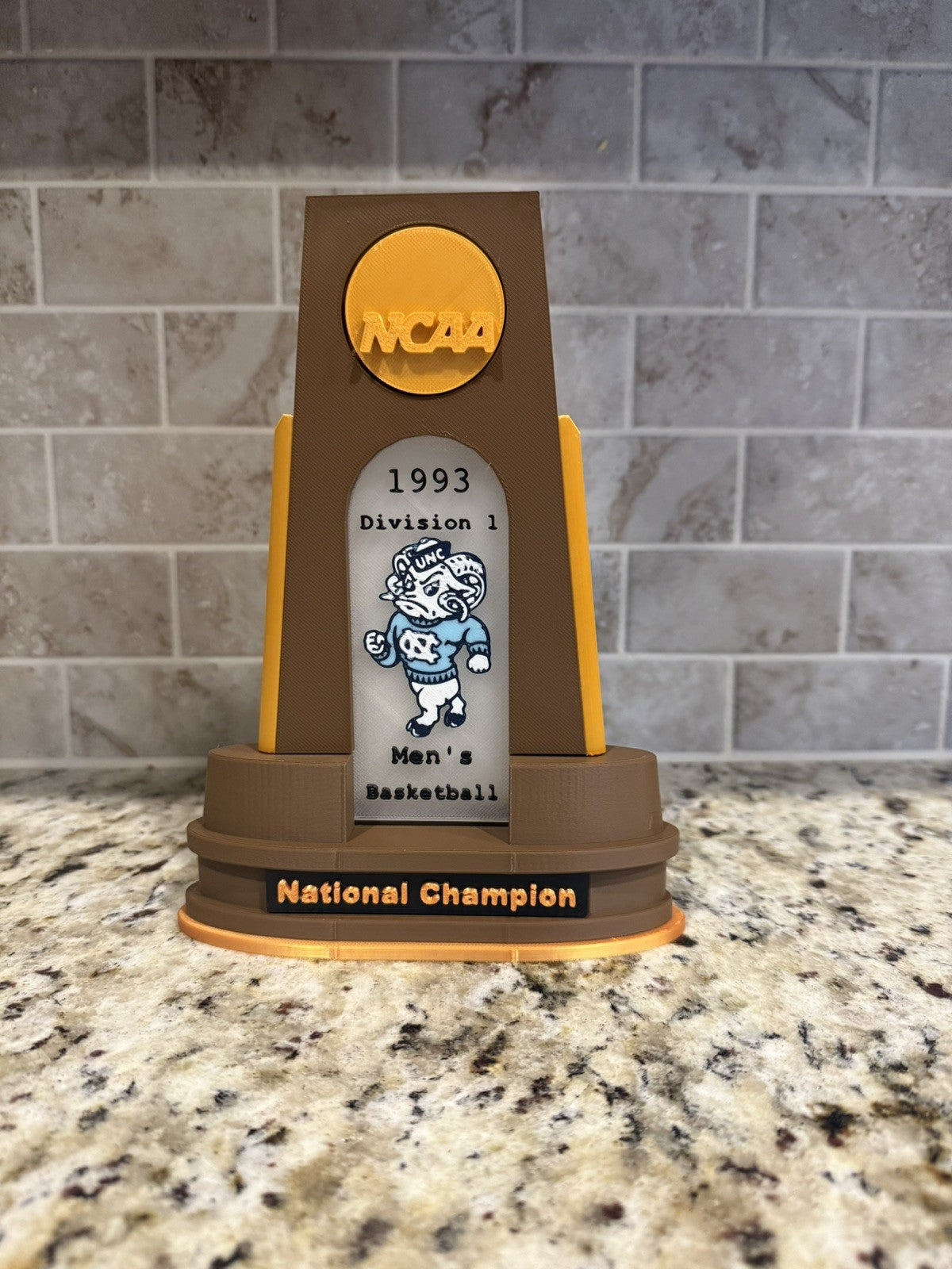 North Carolina Tar heels 6 national champion trophies 3d printed  basketball