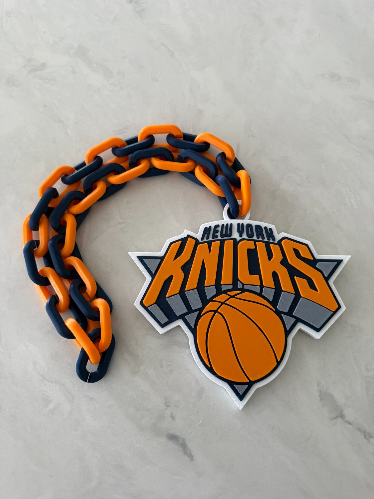 New York Knicks Oversized Logo Necklace Turnover Chain HandMade 3D Printed