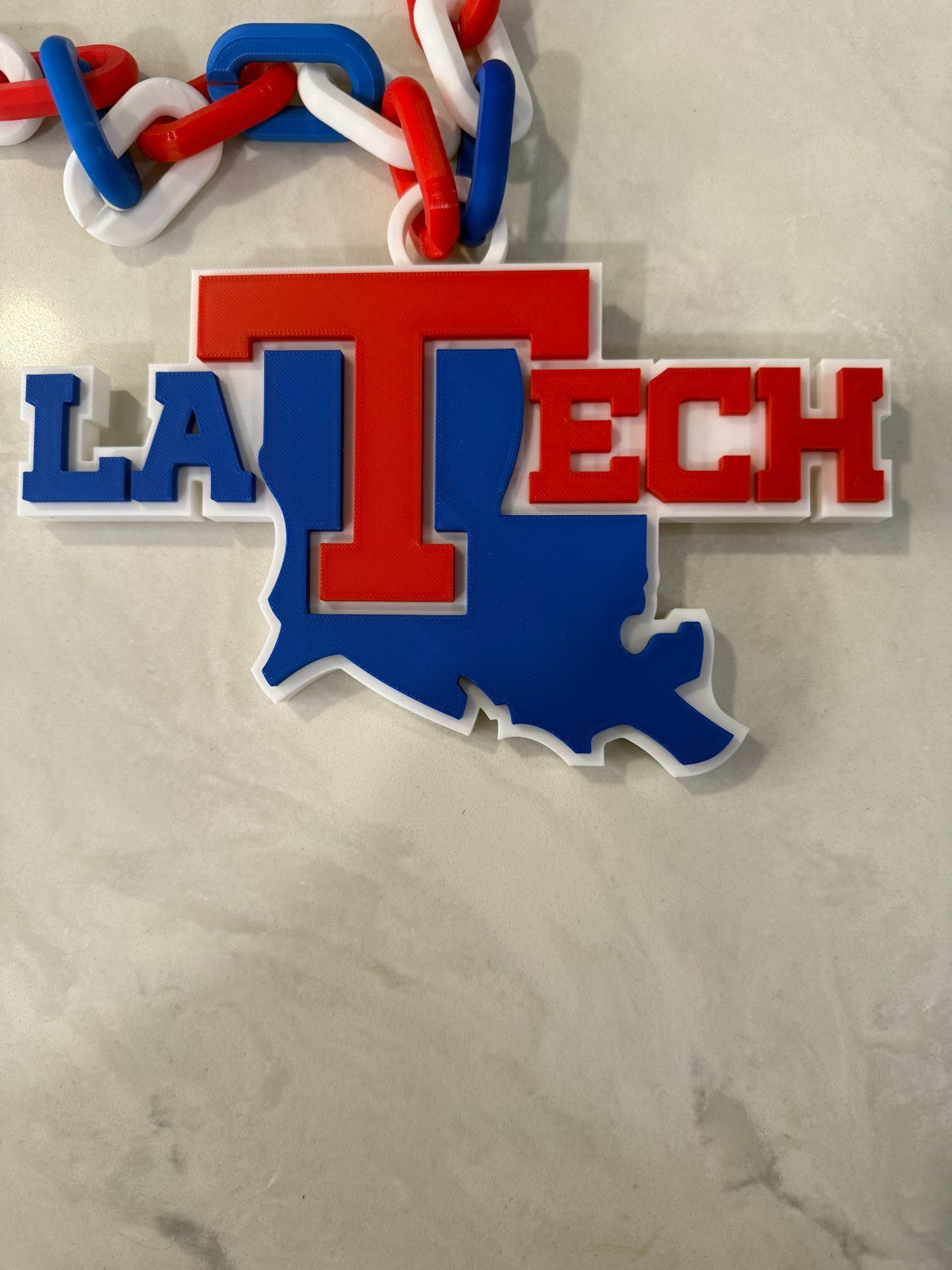 Louisiana Tech Bulldogs Fan Chain Necklace 3D Printed NCAA Big Logo Hype Chain
