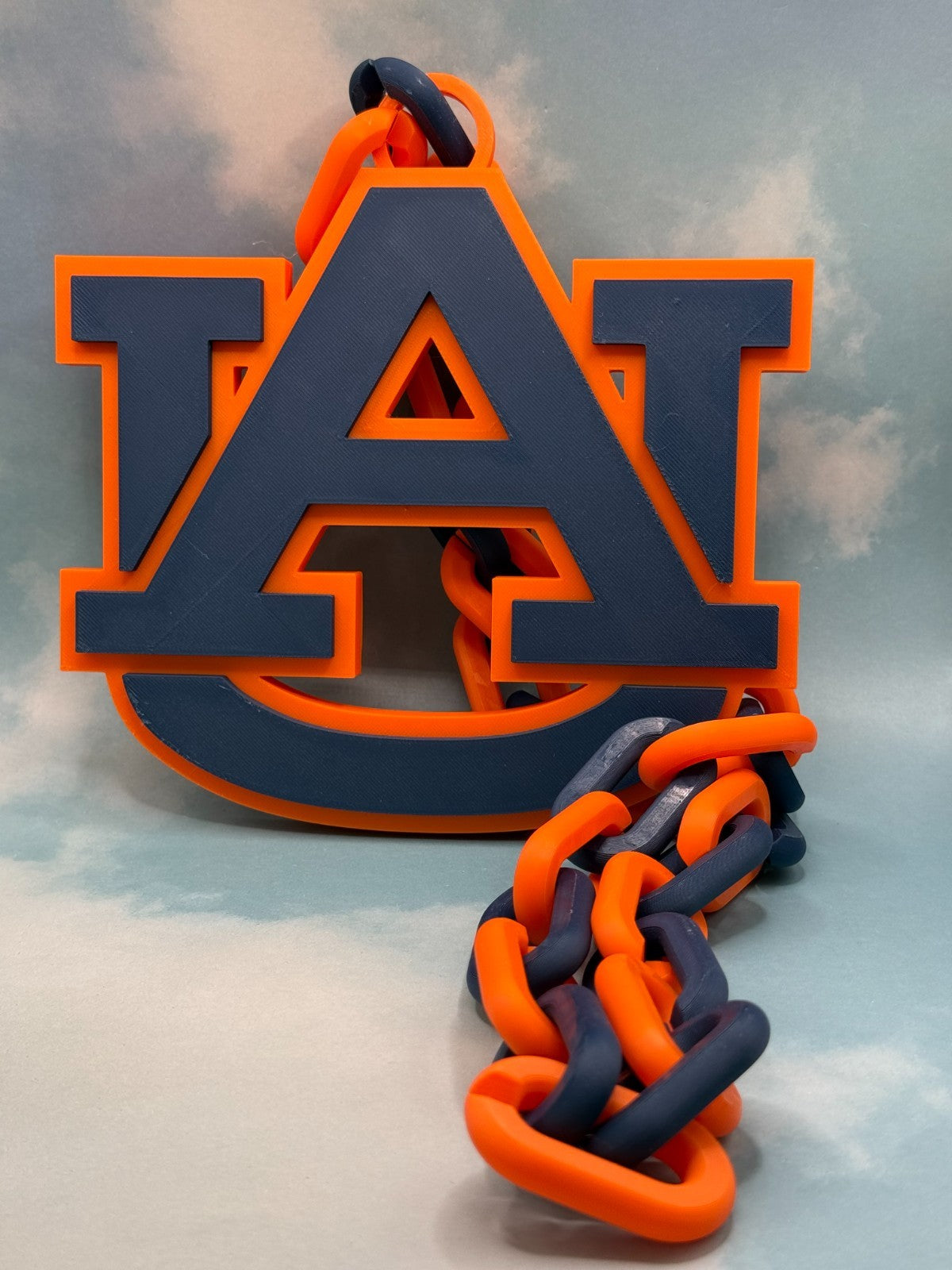 Auburn Tigers Logo Oversized Necklace Pendant Turnover Chain Handmade 3D Printed