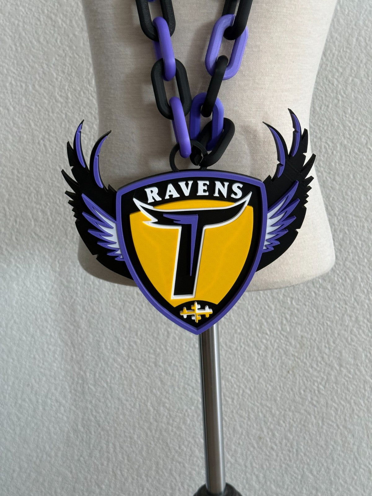 Baltimore Ravens Oversized Necklace, Pendant And Chain Handmade 3D Printed
