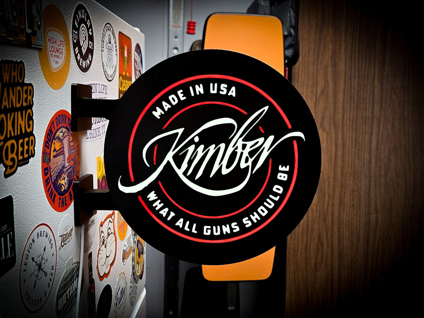 KIMBER Firearms 12 Inch Light Box LED Sign 3D Printed Wall Decor Man Cave Garage