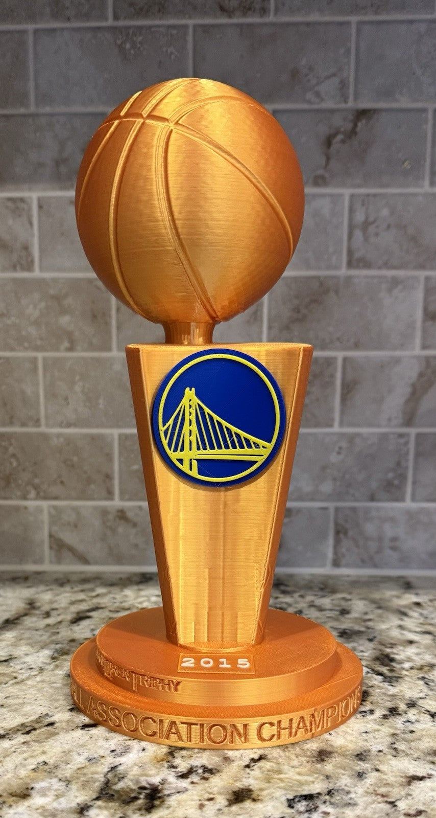 2015 Golden State Warriors NBA CHAMPION TROPHY gold Larry O'Brien 10 inches