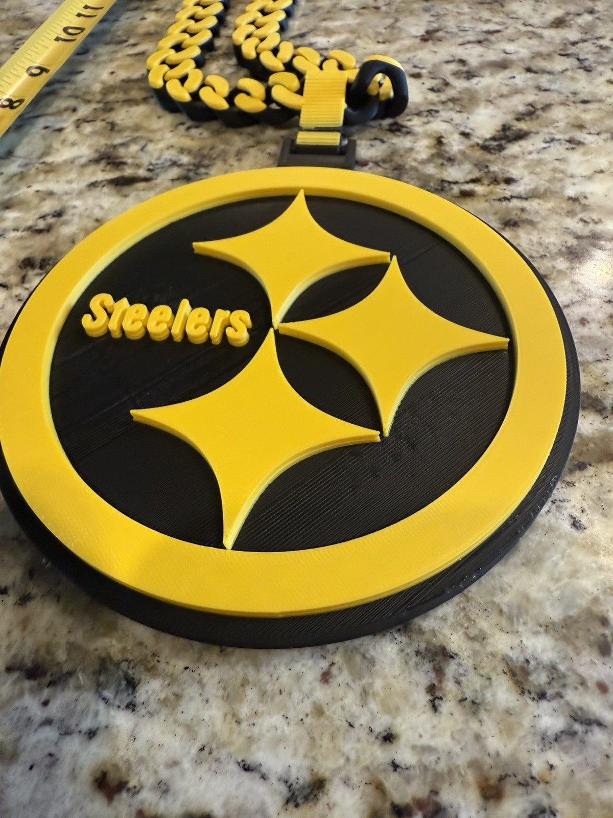 Pittsburgh Steelers 3D Printed Sports Chain, Cuban links. Black and yellow.