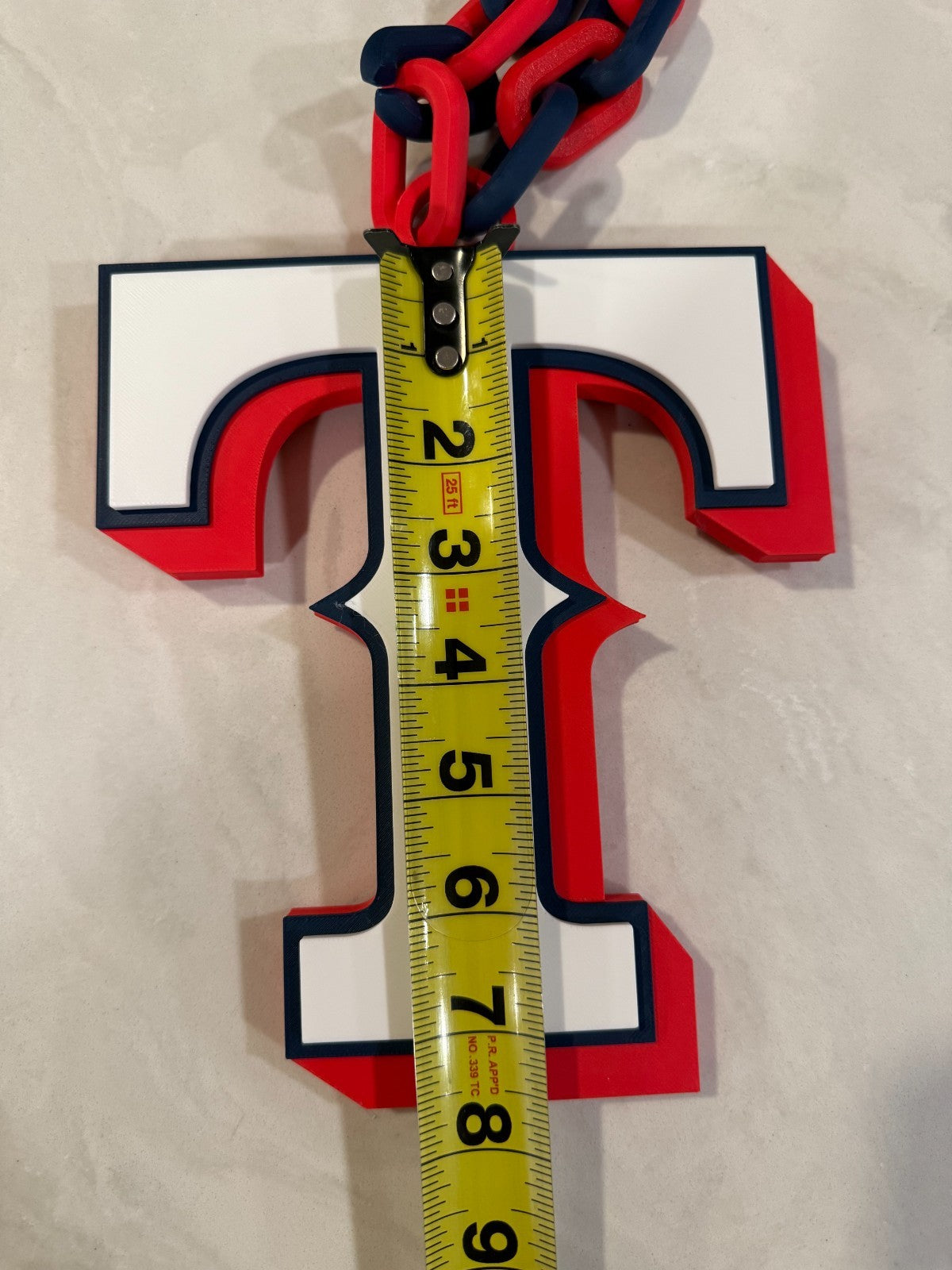 Texas Rangers Oversized Turnover Chain Necklace Pendant HandMade 3D Printed