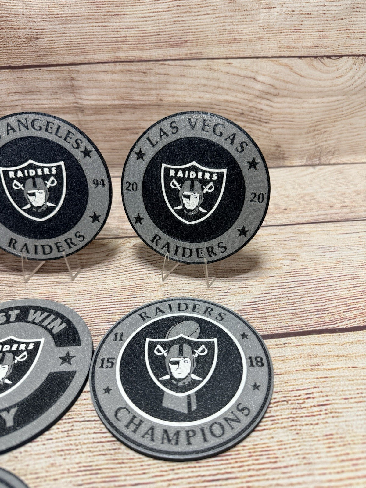Las Vegas Raiders (Oakland And LA) Custom Drink Coasters Set Of 4 With Holder