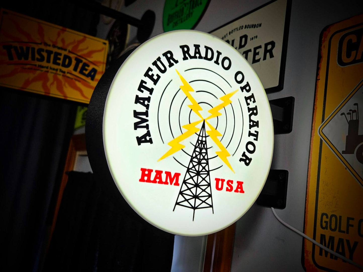 Amateur Radio Operator USA 12 Inch Light Box LED Sign 3D Printed Wall Decor
