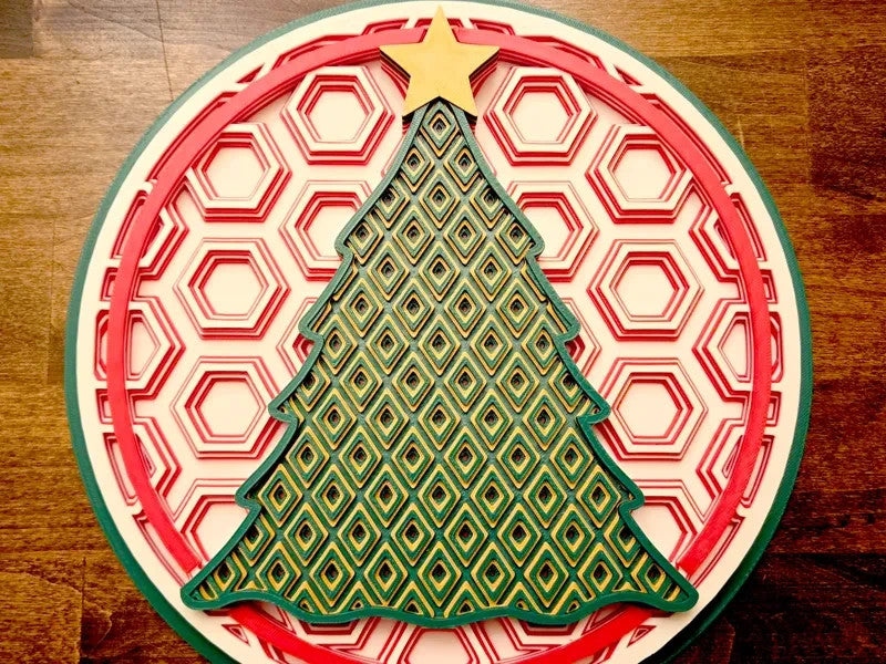 Christmas Tree Wall Art Or Display 3D printed Dimensional Mosaic