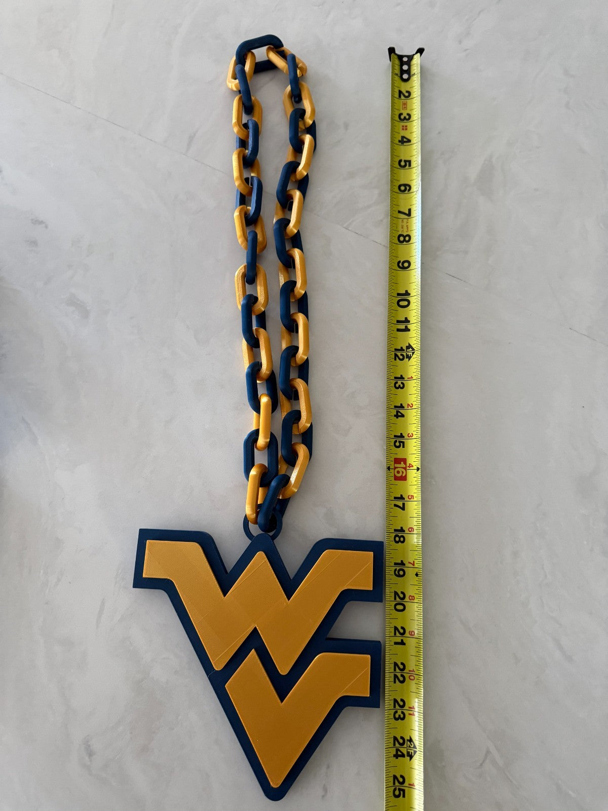 WVU West Virginia Mountaineers Hype Necklace & Oversized Fan Chain
