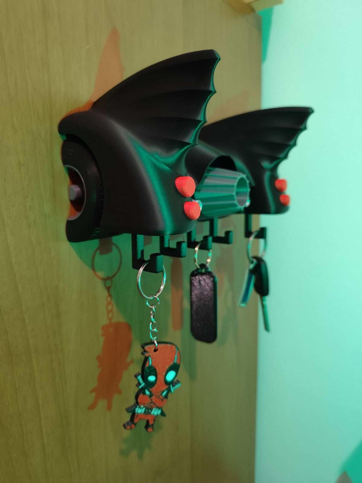 Batwing Wall Key Holder | Gothic Key Organizer | Modern Black Wall Hook | 3D Pri