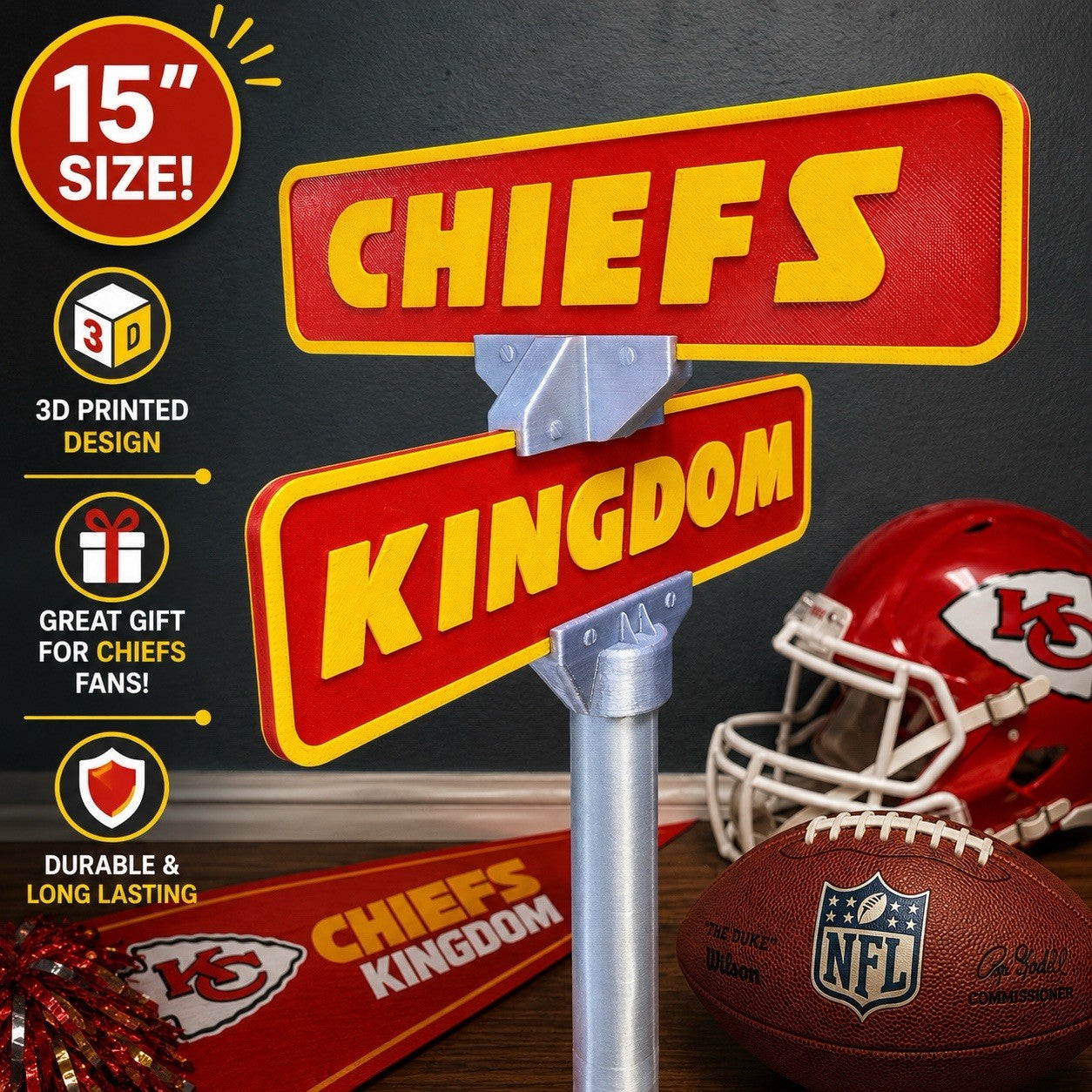 Kansas City Chiefs Street Sign Man Cave Memorabilia Office Desk Decor Fan Gifts