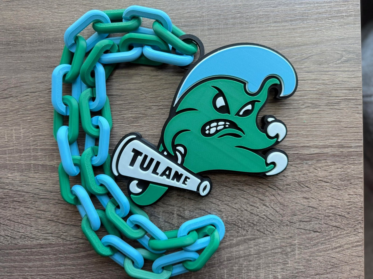 Tulane Green Wave Oversized Necklace, Hype Chain [Made To Order]