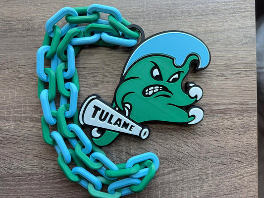 Tulane Green Wave Oversized Necklace, Hype Chain [Made To Order]
