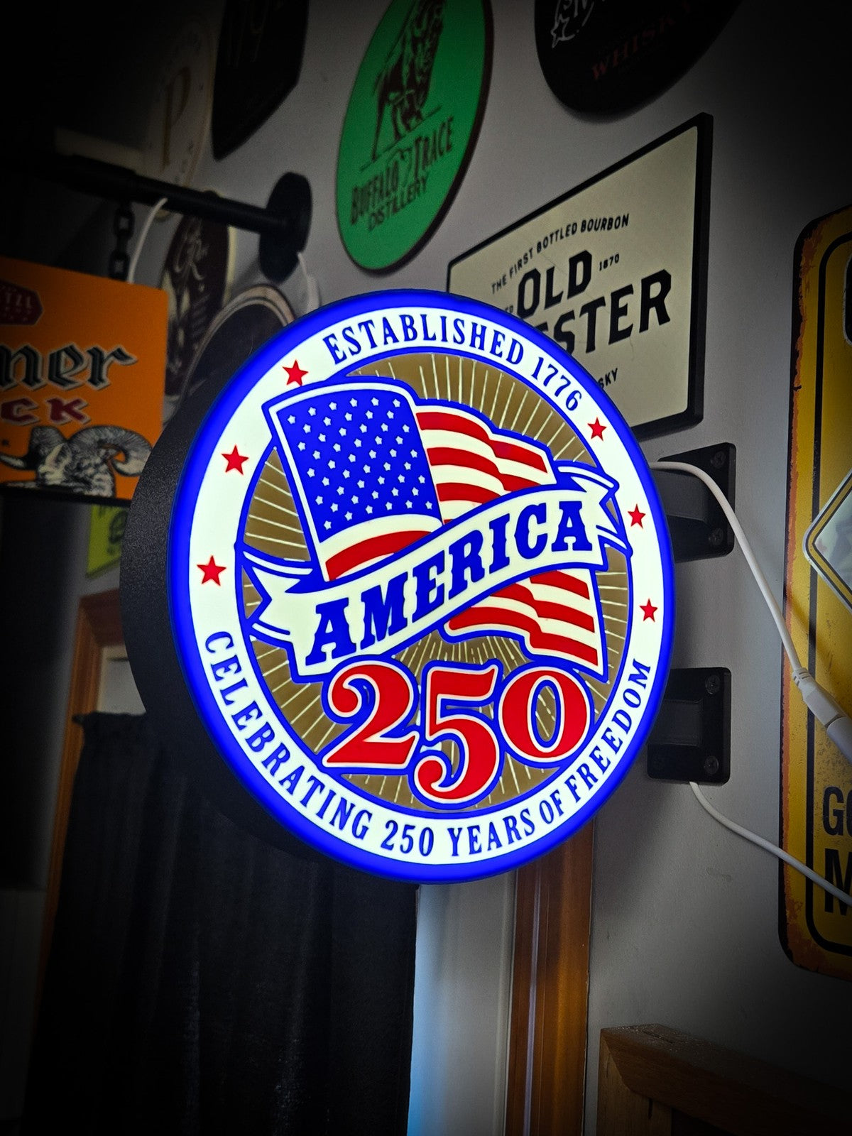 AMERICA 250 Anniversary 12 Inch Light Box LED Sign 3D Printed Wall Decor