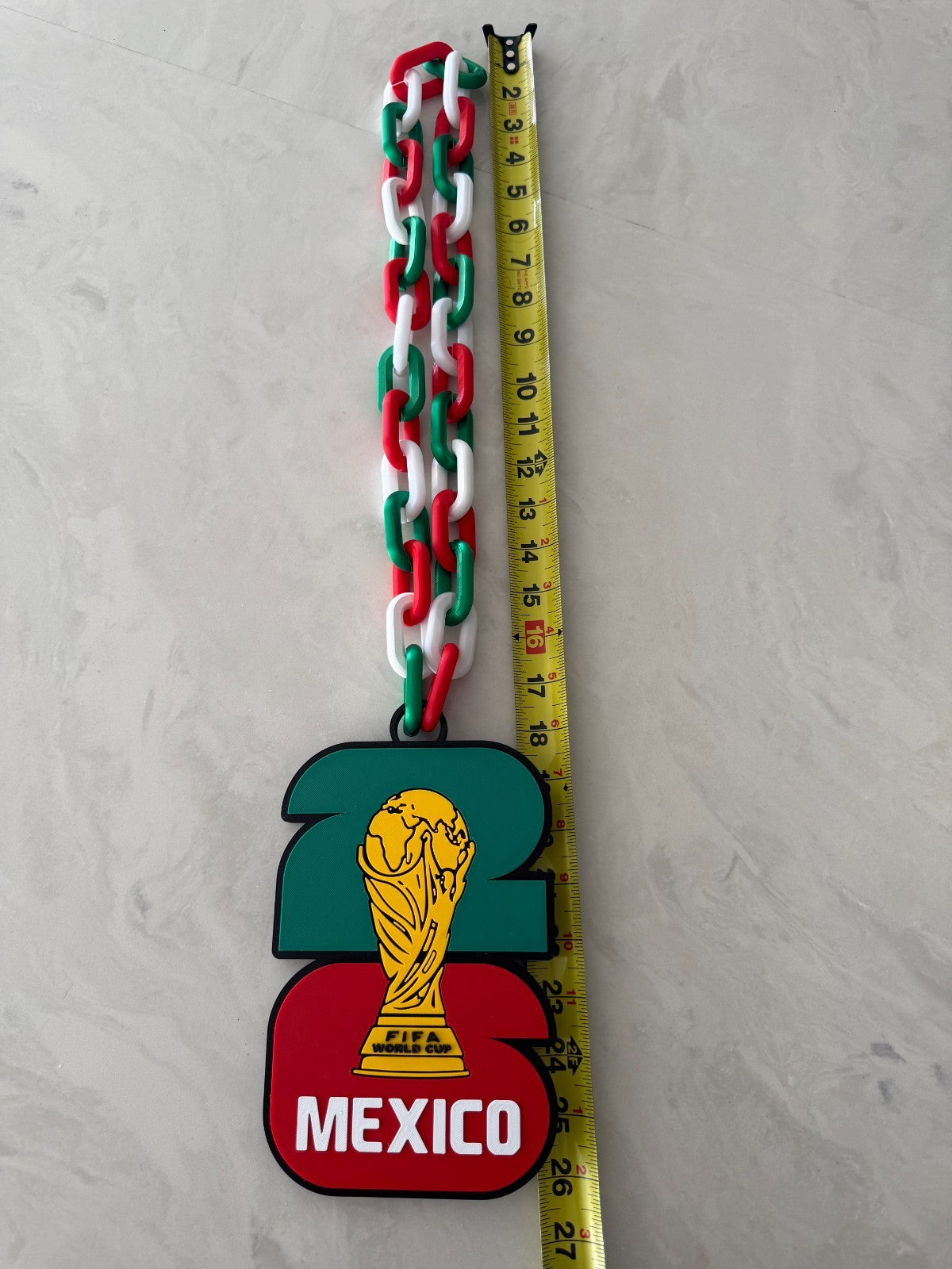 Mexico Soccer Fan Chain Necklace 3D Printed El Tri FMF Big Logo Pendant Green
