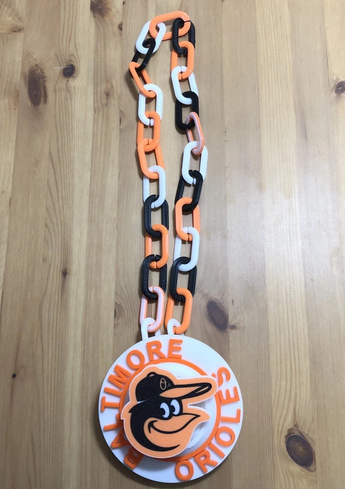 Baltimore Orioles 3D Printed Spinning Fan Chain White Orange Baseball MLB