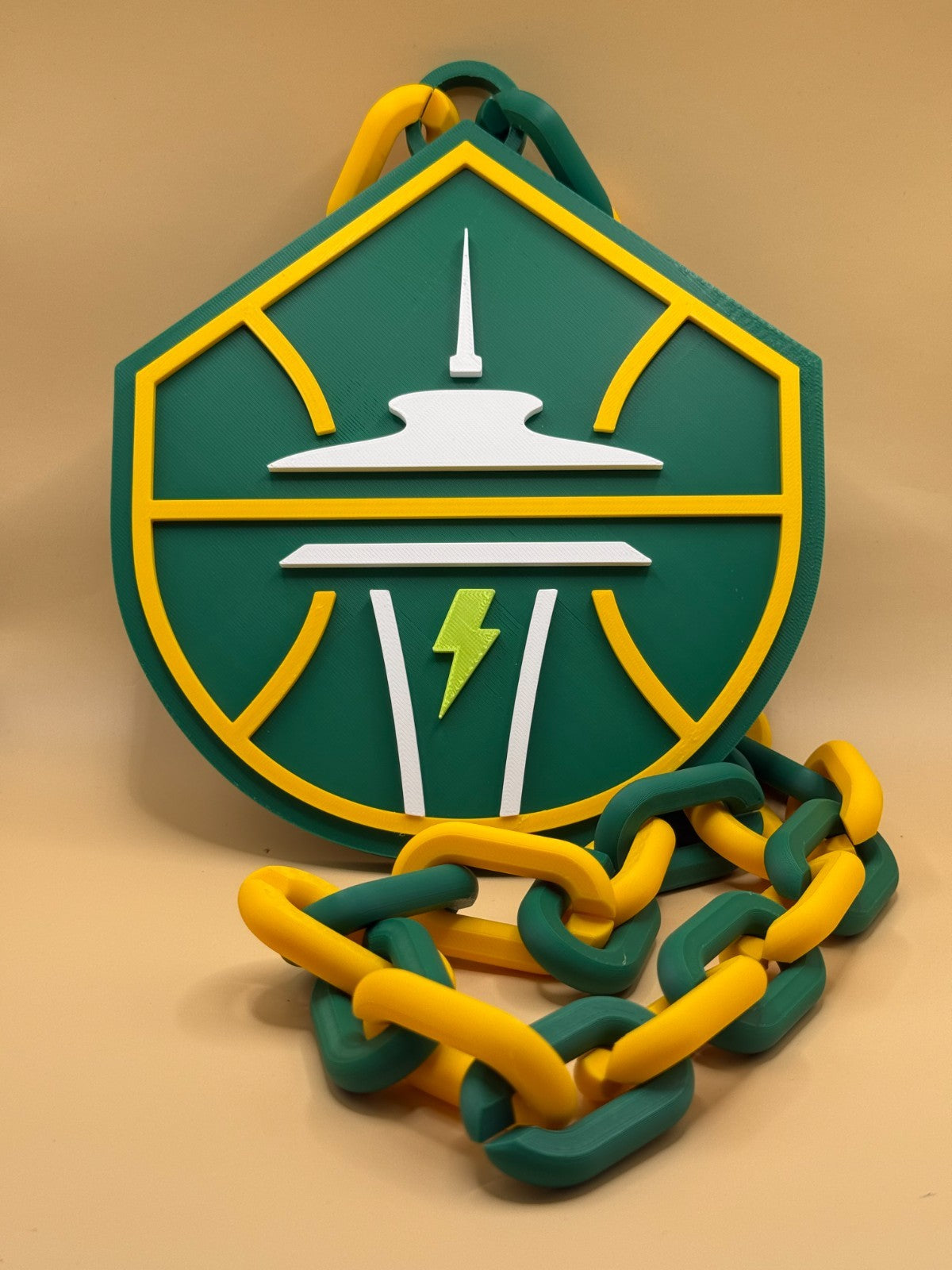 Seattle Storm Oversized Necklace, Hype Chain WNBA Handmade 3D Printed
