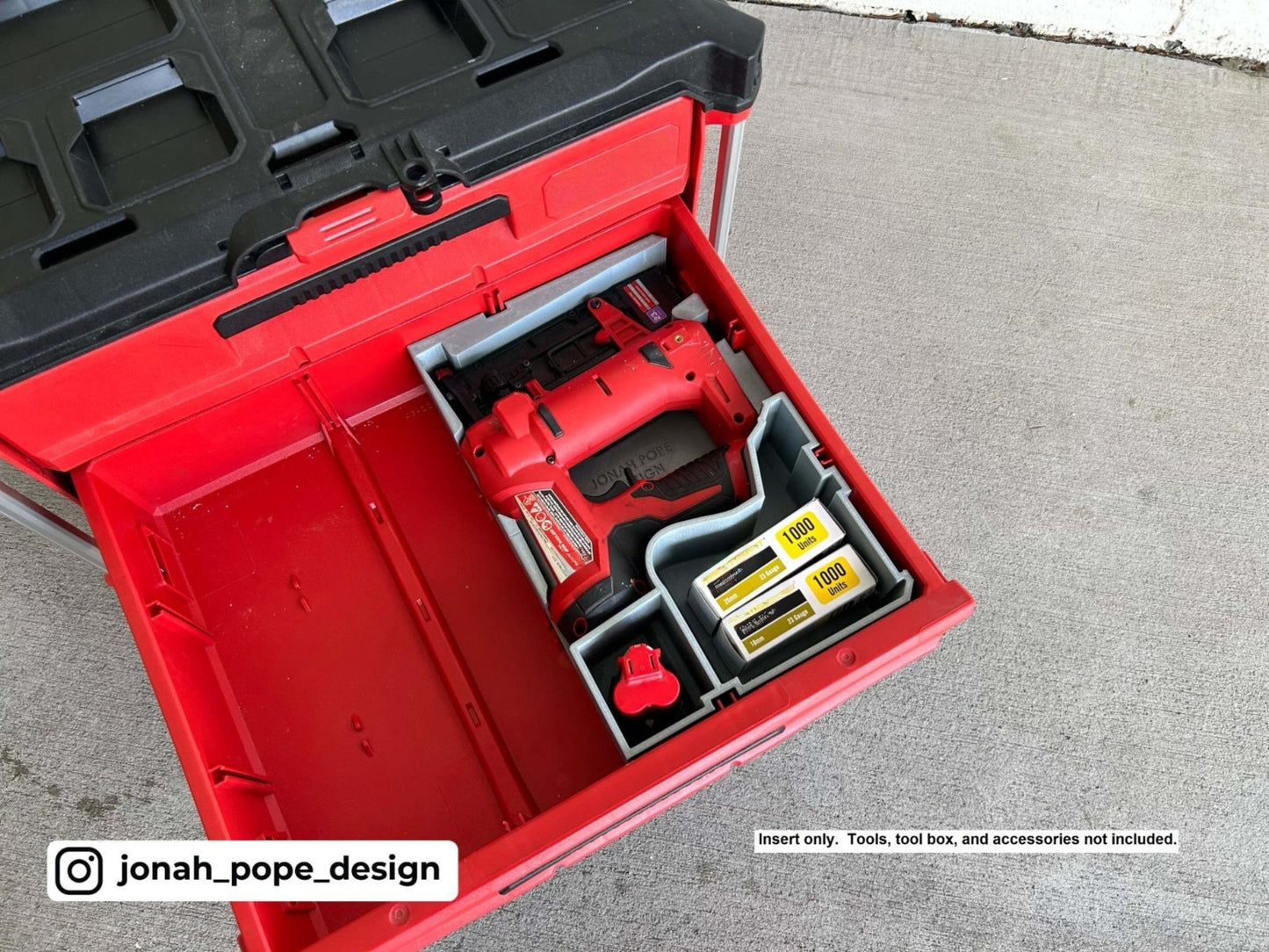 Insert for Milwaukee Packout ToolBox Drawer & M12 23GA Pin Nailer (Insert Only)