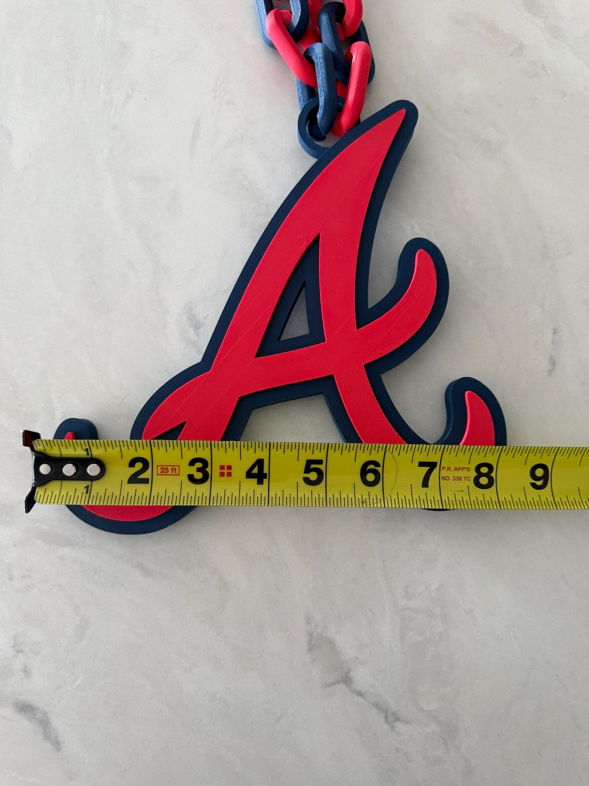 Atlanta Braves Oversized Necklace, Pendant Handmade 3D Printed
