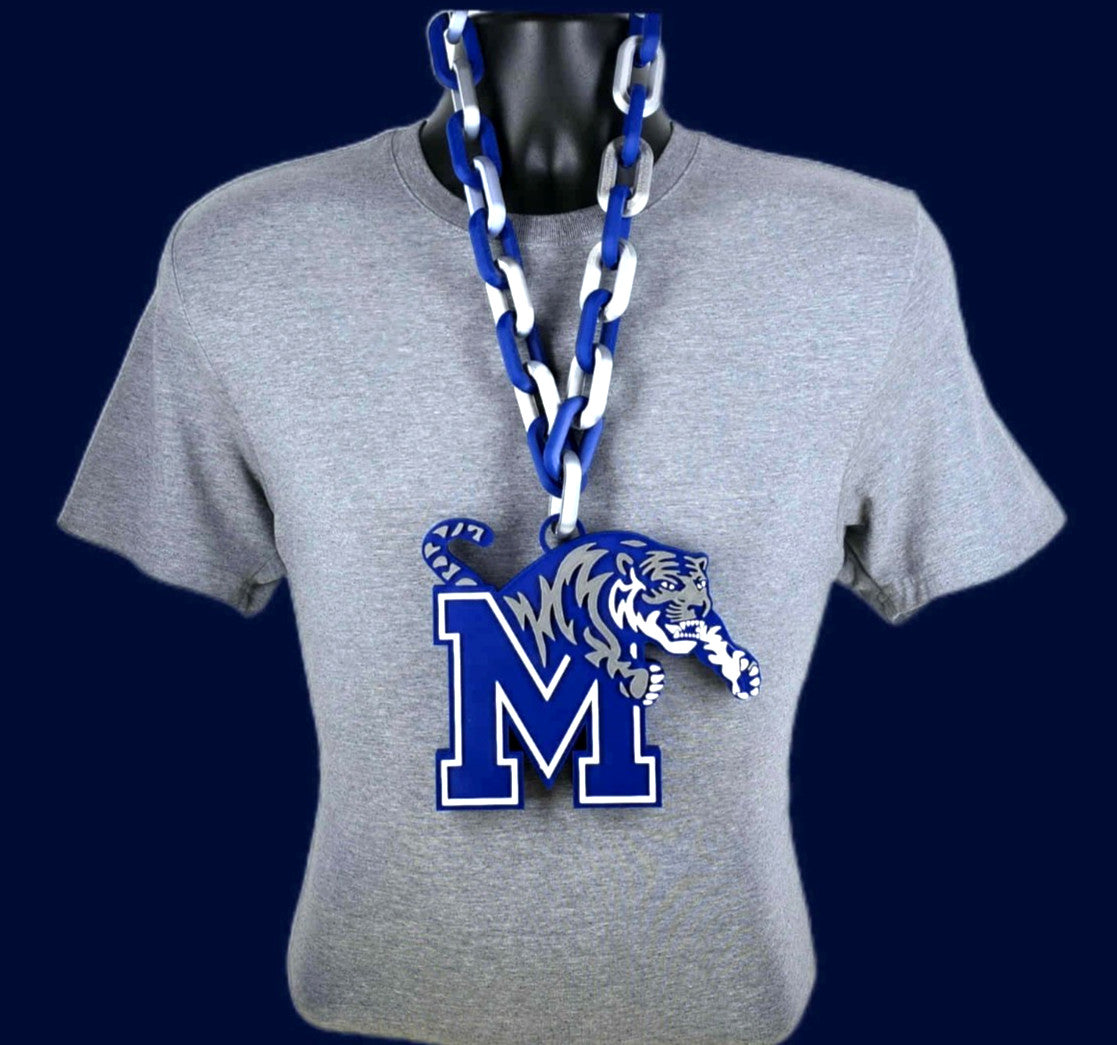 Memphis Tigers Fan Chain NCAA Big Logo Oversized Necklace Game Day Football