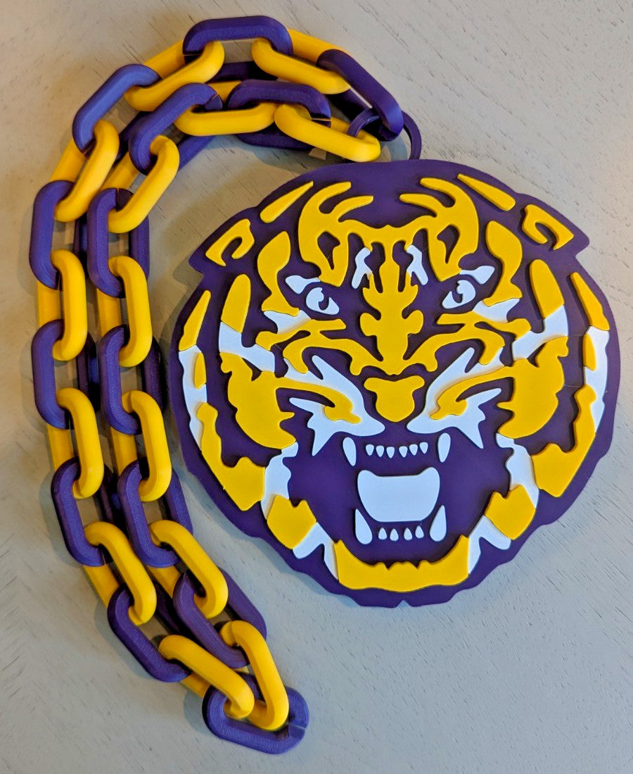 LSU Tigers V3 Over-Sized Necklace Logo Pendant Hype Chain