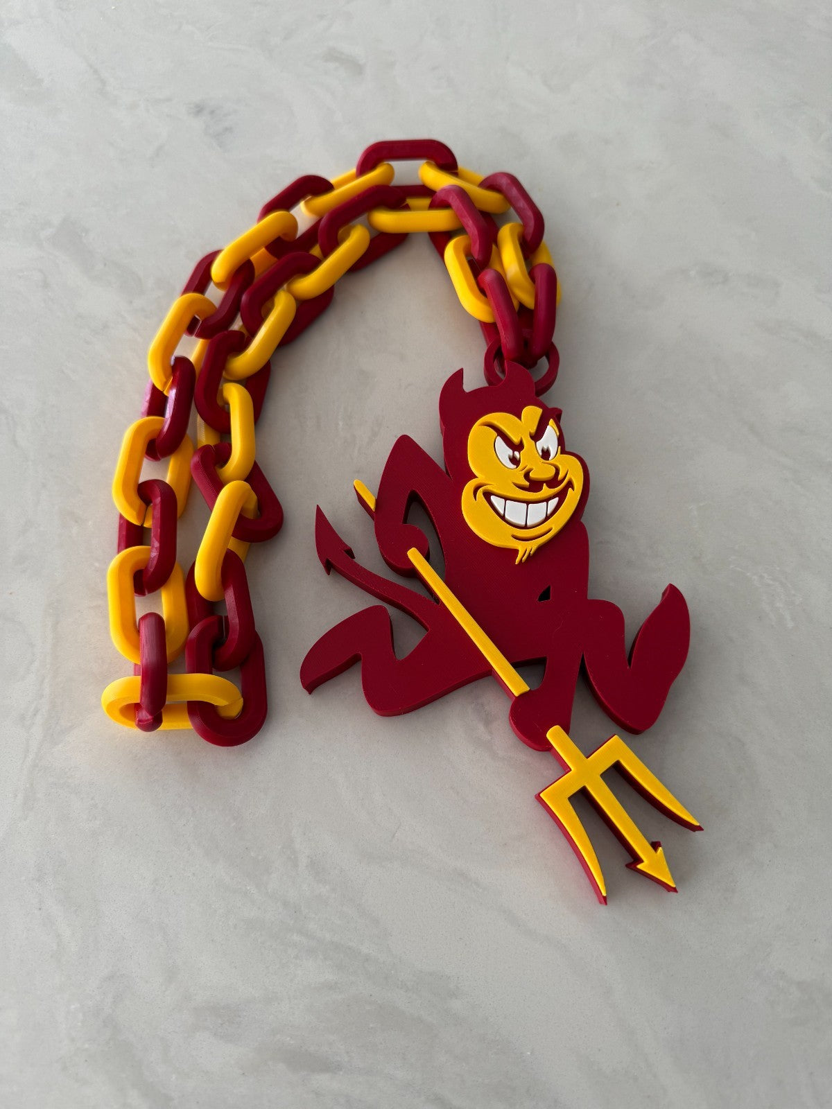 Arizona State Sun Devils Fan Oversized Necklace Pendant & Chain "Fear The Fork"
