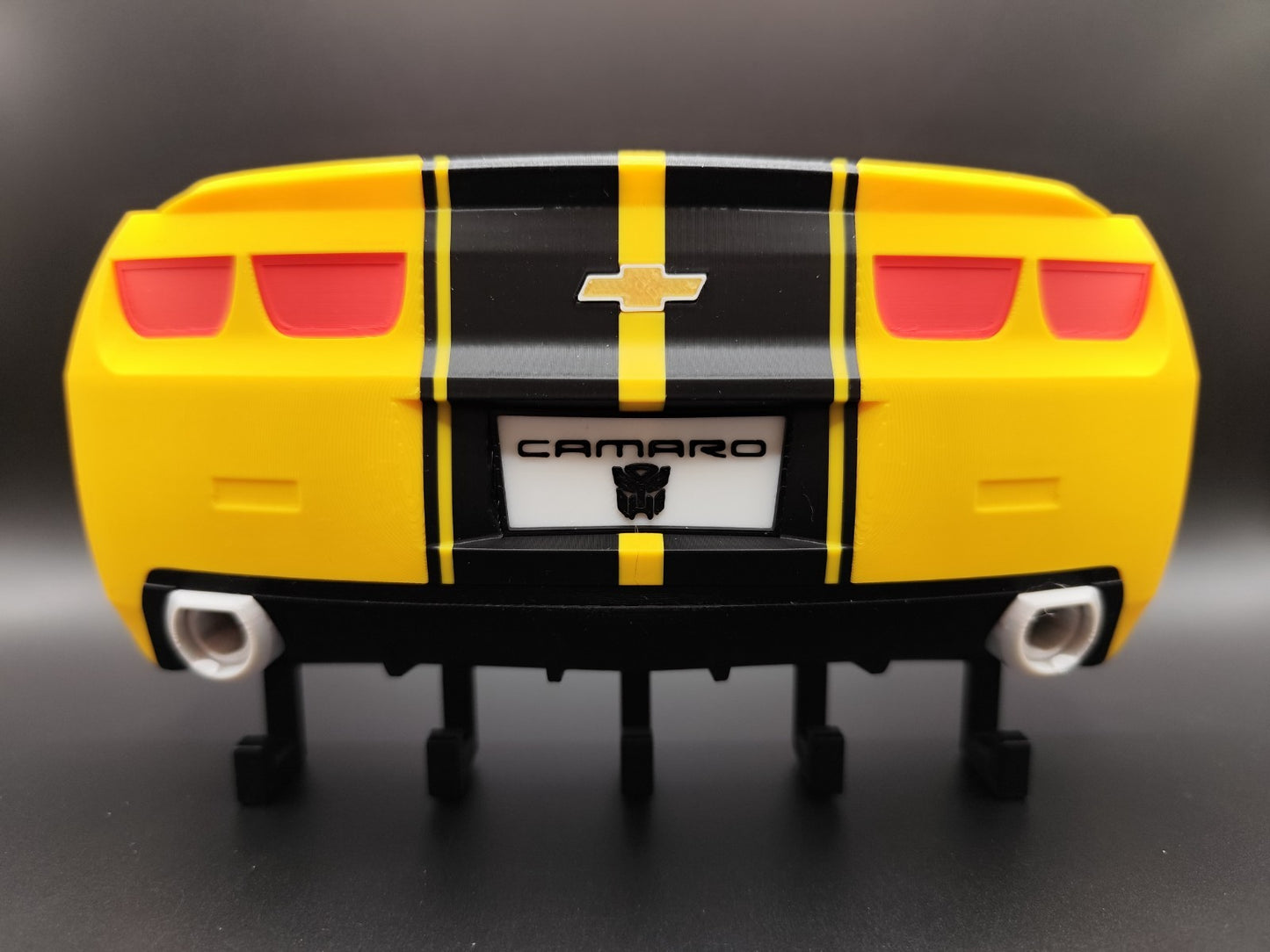 Retro Sports Car Key Holder – Yellow Black Wall Mount with Hooks – Tail Light In