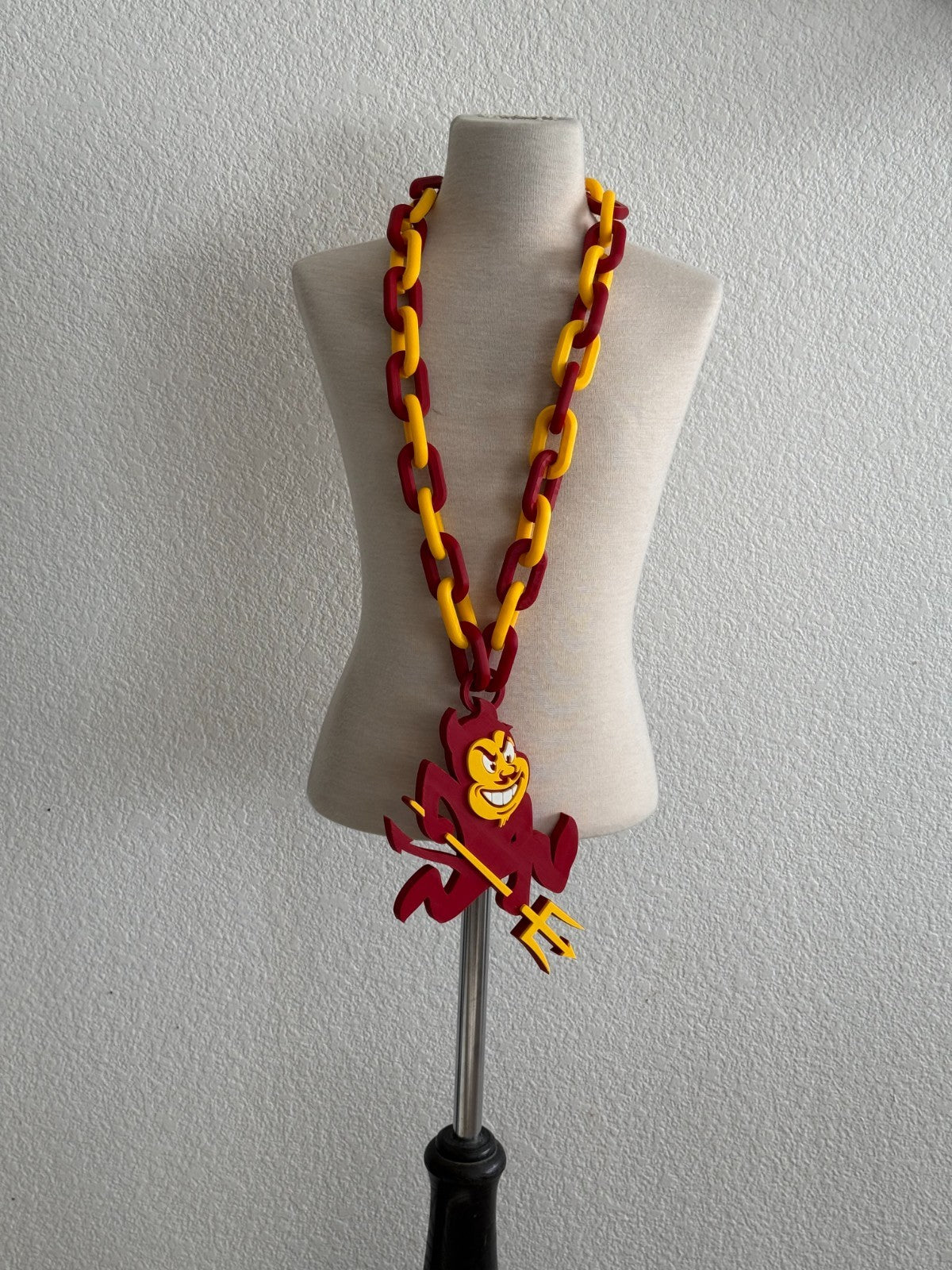 Arizona State Sun Devils Fan Oversized Necklace Pendant & Chain "Fear The Fork"