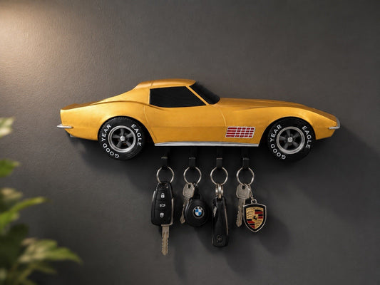 3D Printed Chevrolet Corvette C3 Classic Car Wall Mount Key Holder