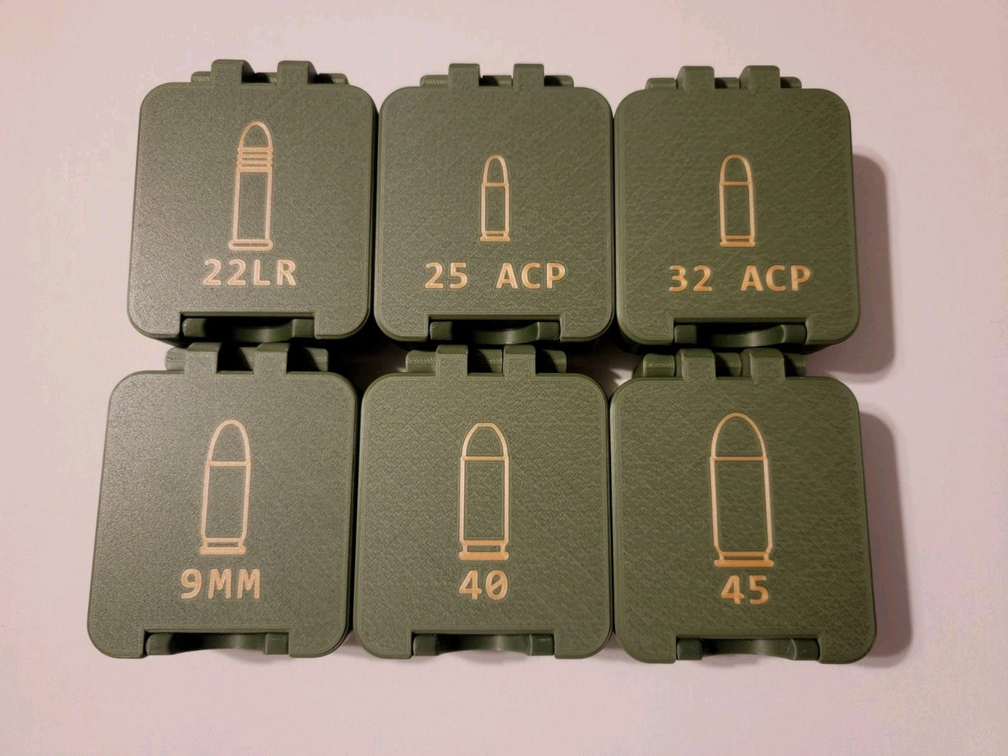 Pick 2 Mini Ammo Boxes 22lr 25acp 32acp 9mm 40 45 Cans Storage Olive green Black