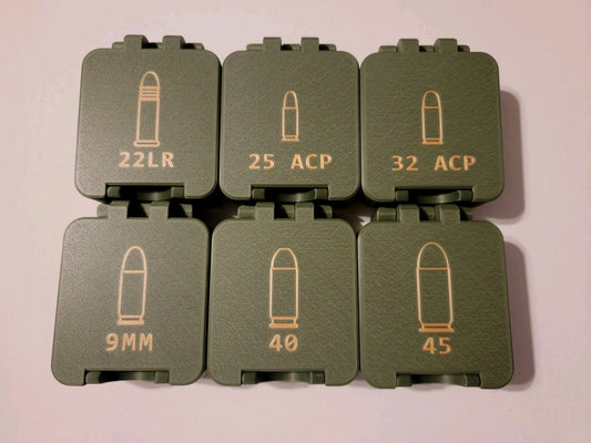 Pick 2 Mini Ammo Boxes 22lr 25acp 32acp 9mm 40 45 Cans Storage Olive green Black